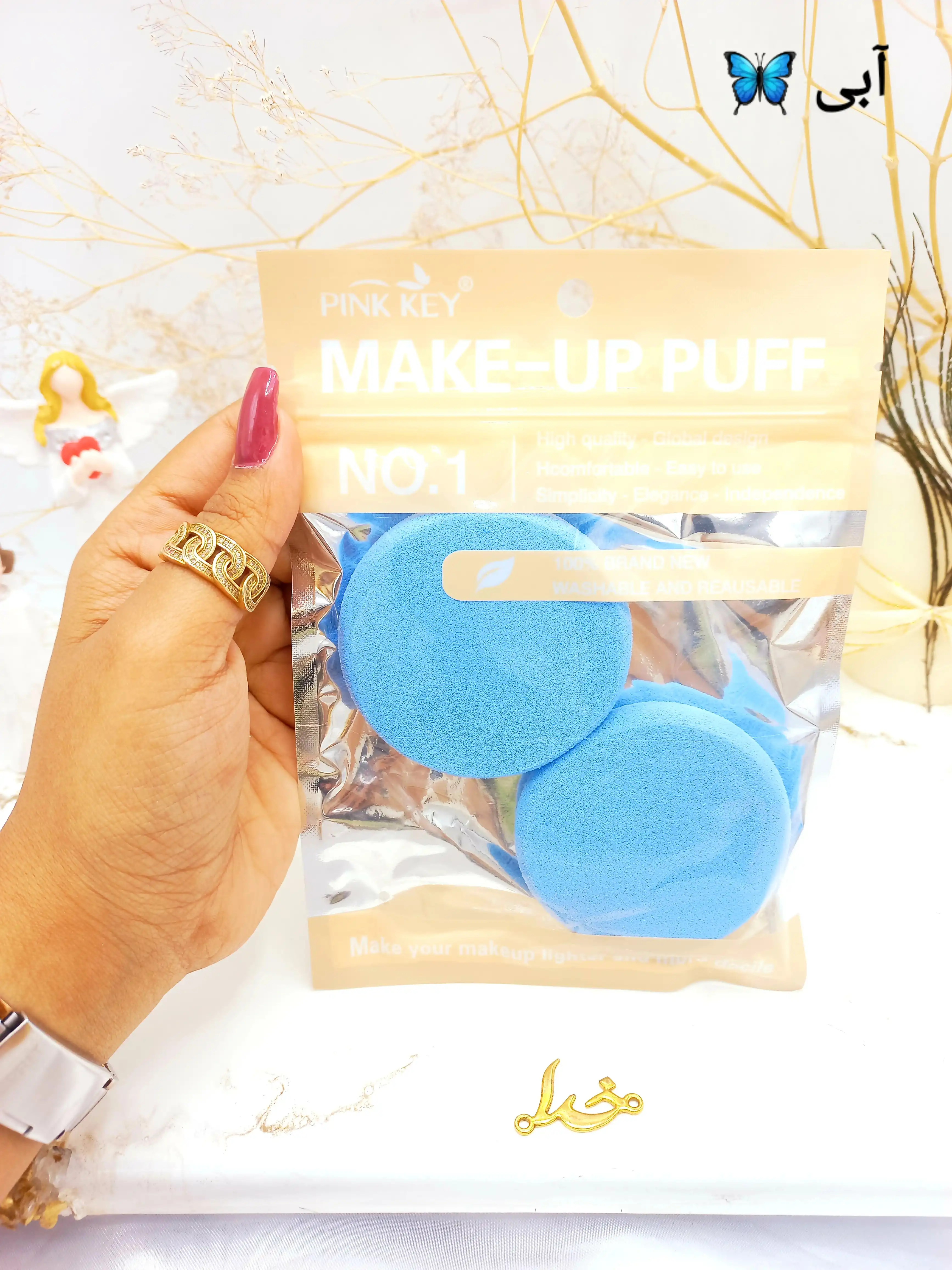 پد آرایش متوسط بسته دو عددی پینک کی pink key کد pt1144