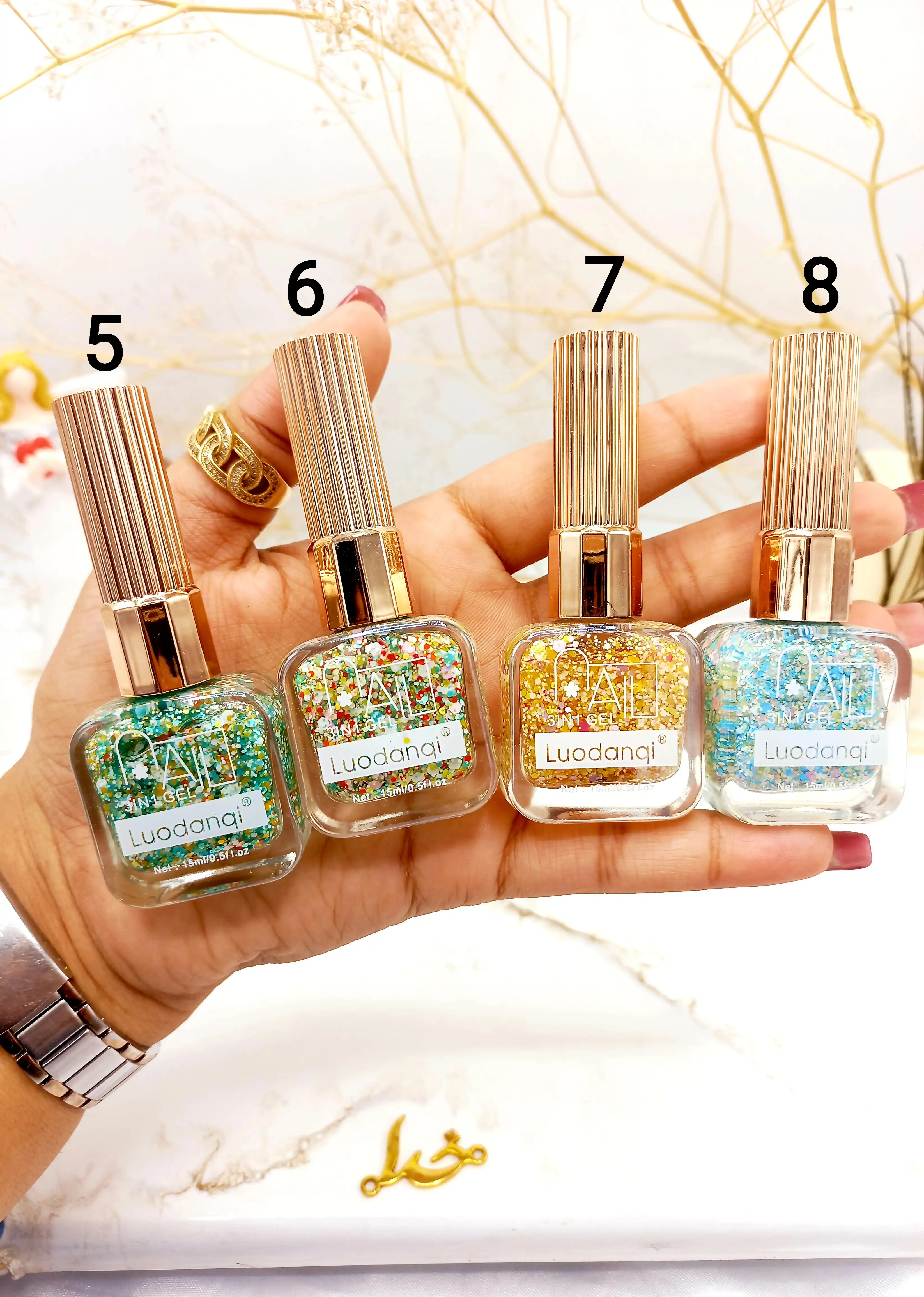 لاک ناخن زیبایی گلیتری لادونکی luodanqi کد 2847