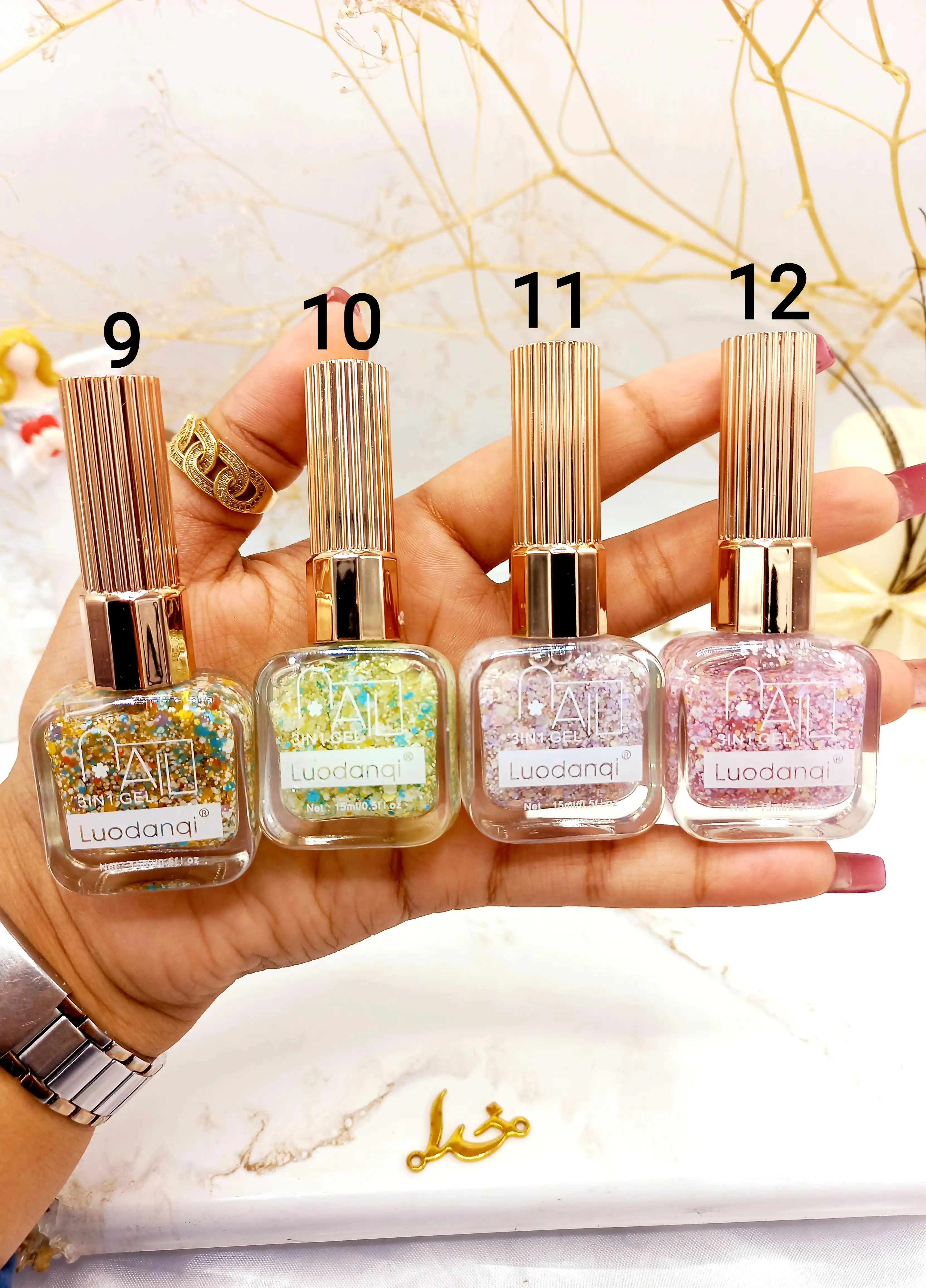 لاک ناخن زیبایی گلیتری لادونکی luodanqi کد 2847