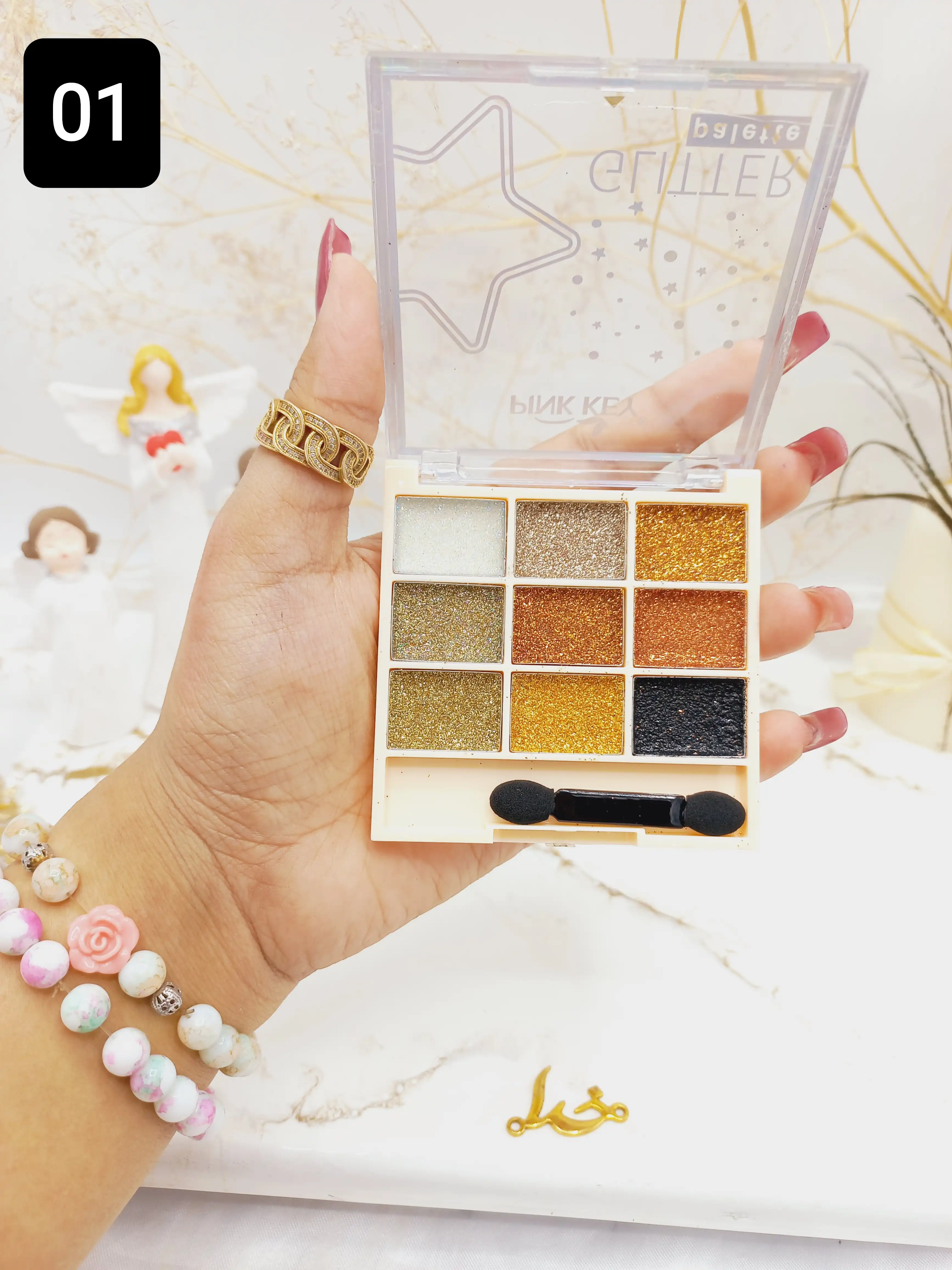 پالت سایه پر طرفدار نه رنگ گلیتری پینک کی pink key کد pk7616