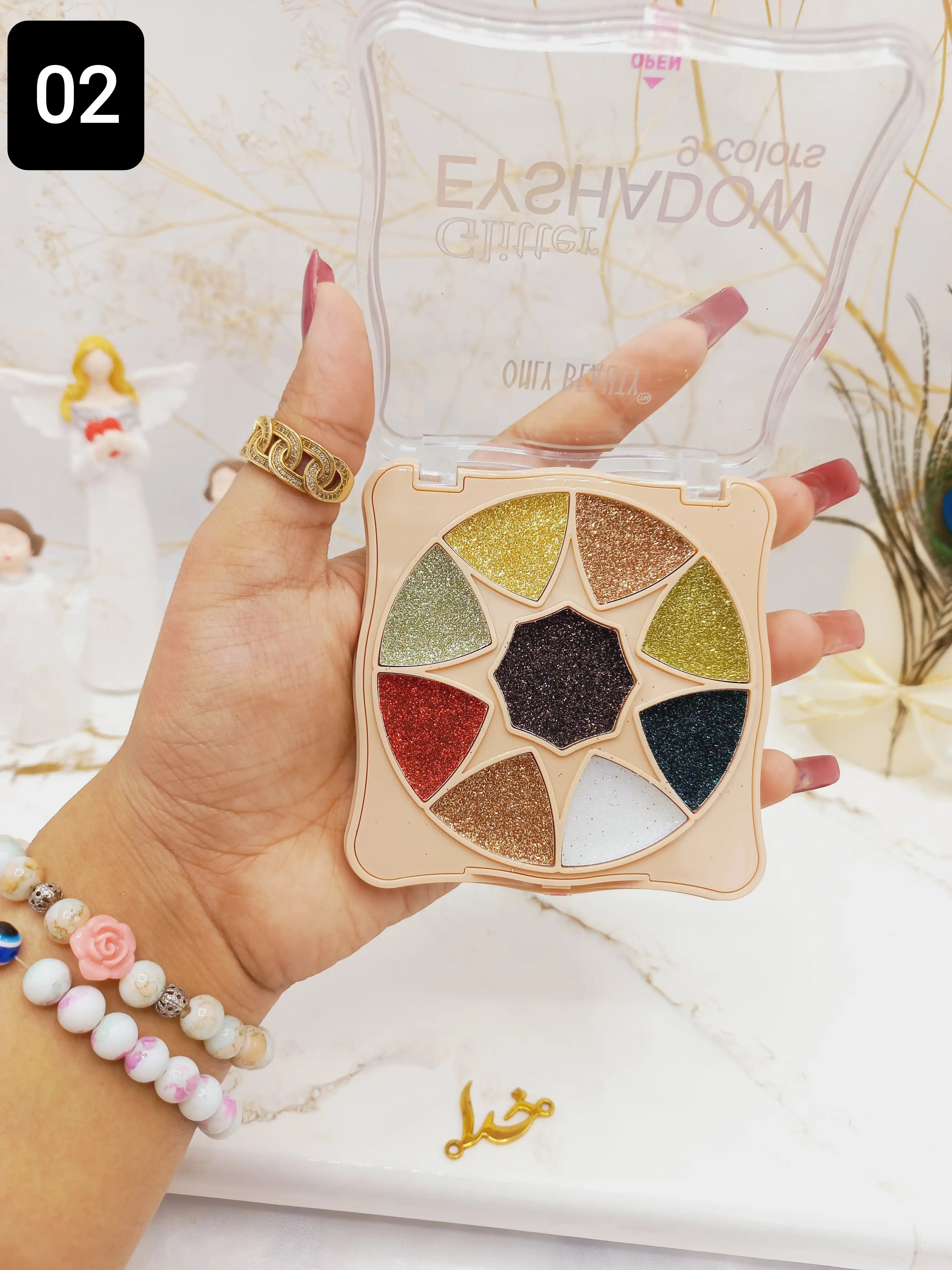 پالت سایه پرطرفدار گلیتری 9 رنگ ONLY BEAUTY کد ES1520