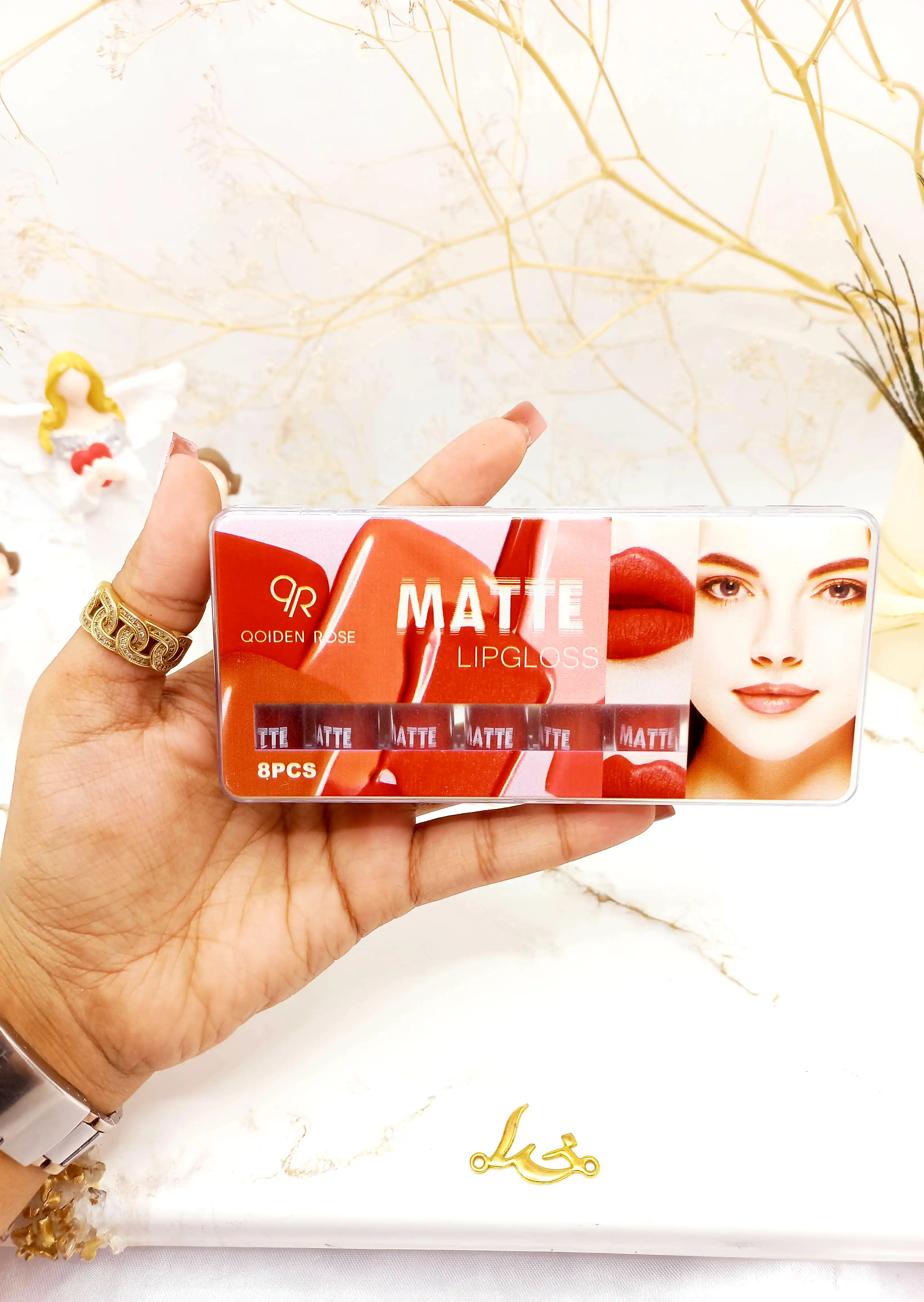 پک 8 تایی رژ مایع مات 24 ساعته QOIDEN ROSE