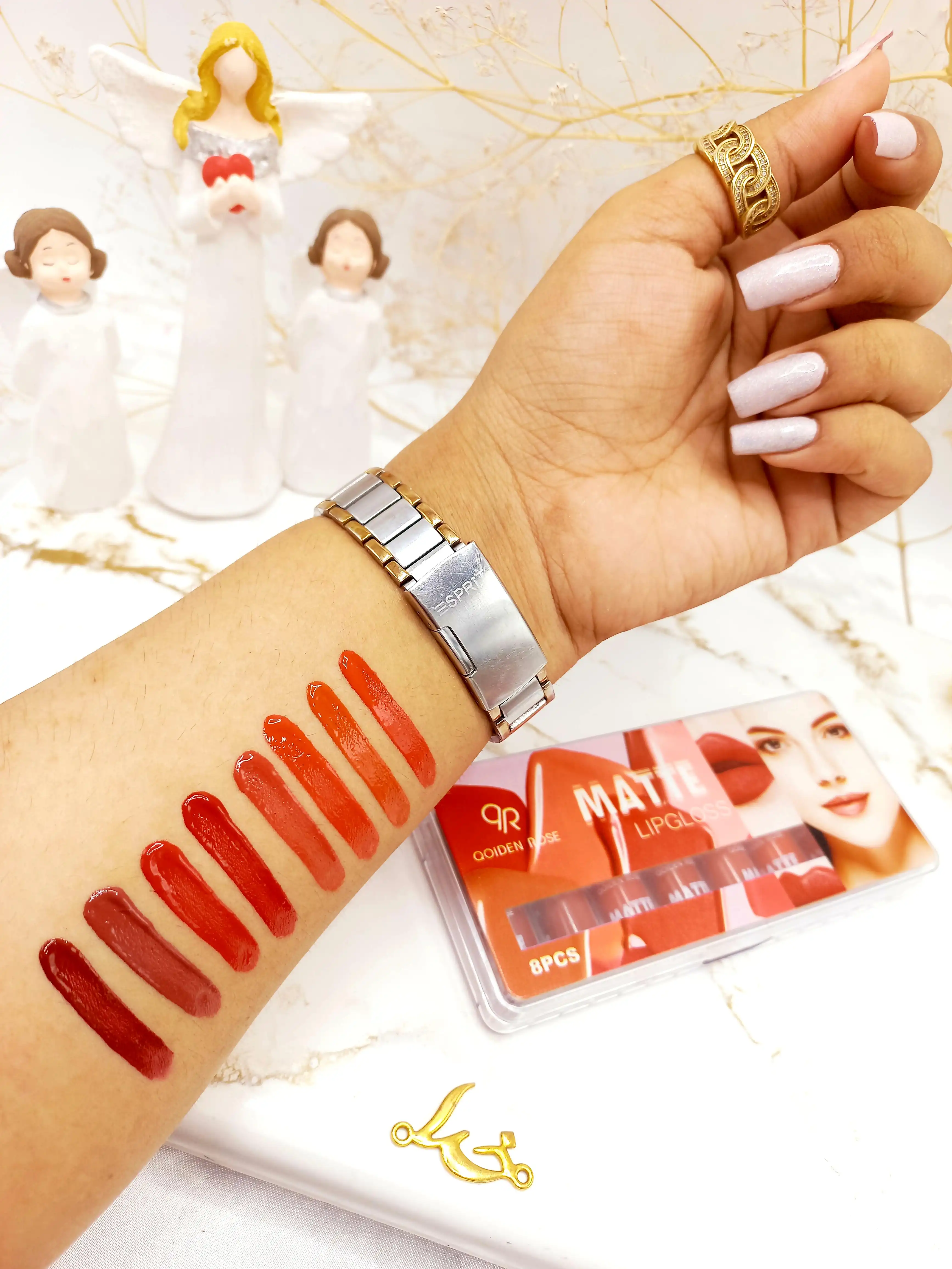 پک 8 تایی رژ مایع مات 24 ساعته QOIDEN ROSE