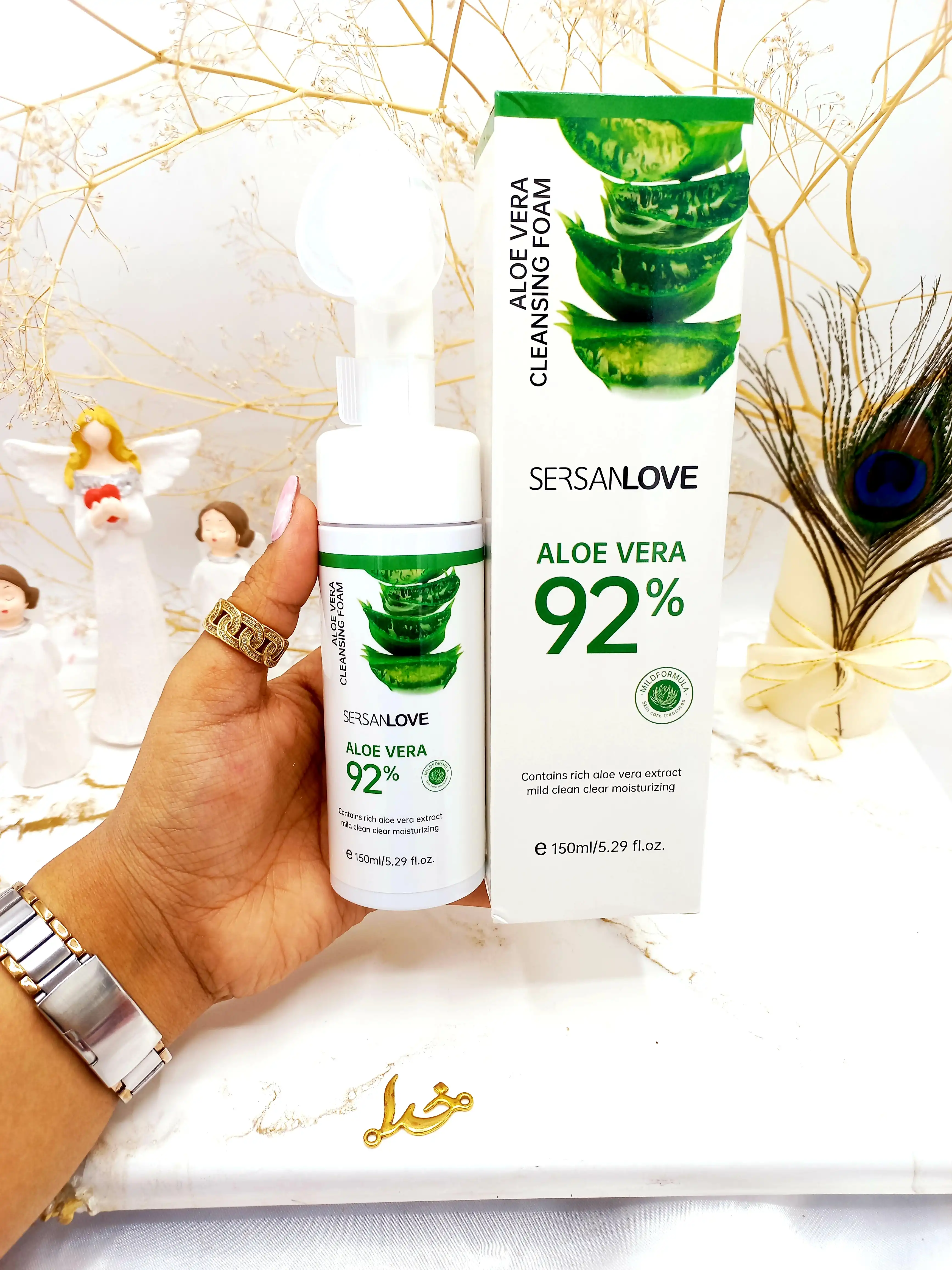 فوم شستشو صورت براش دار آلوئه ورا  92 درصد سرسان لاو کد xg6979