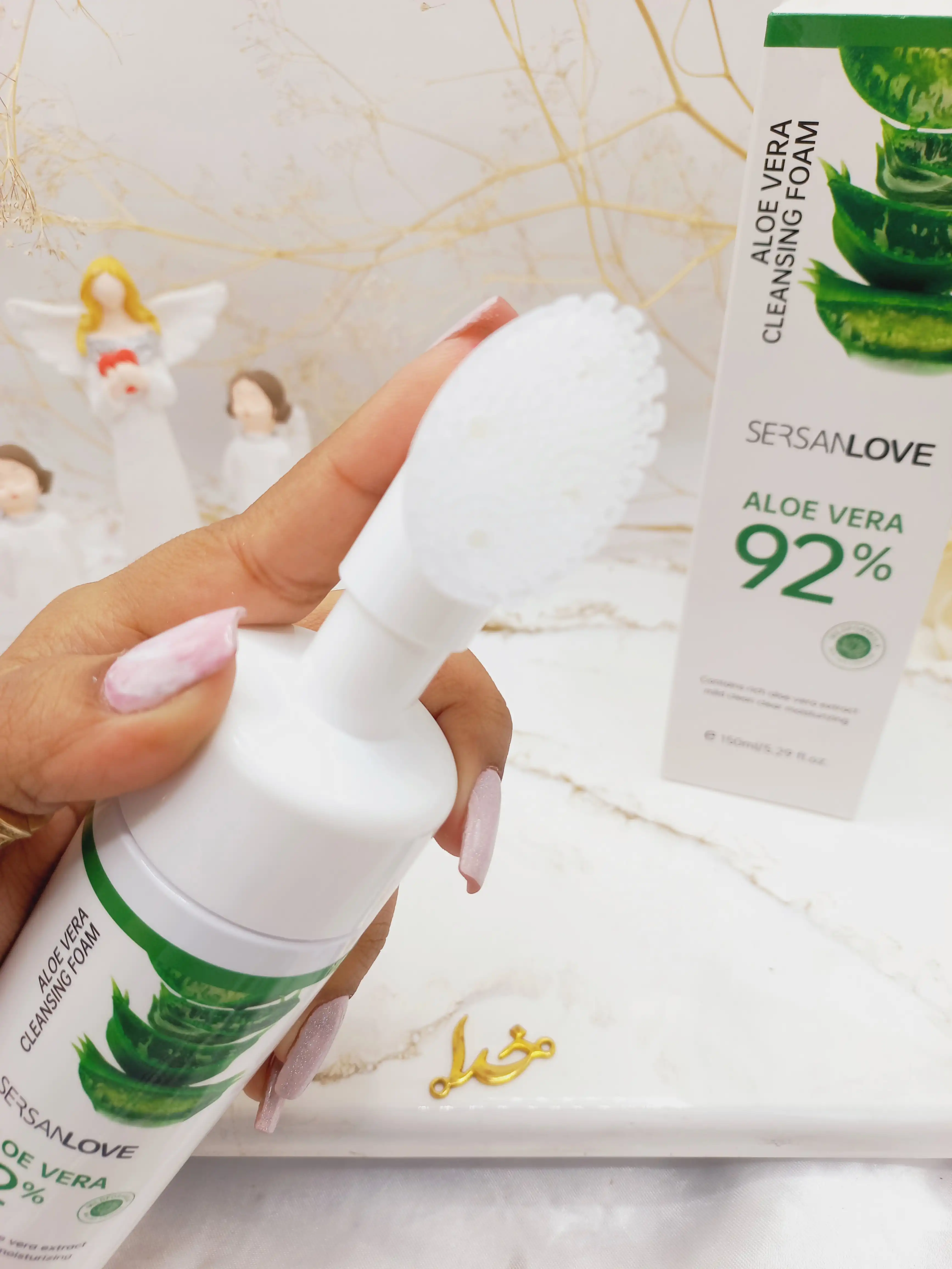 فوم شستشو صورت براش دار آلوئه ورا  92 درصد سرسان لاو کد xg6979