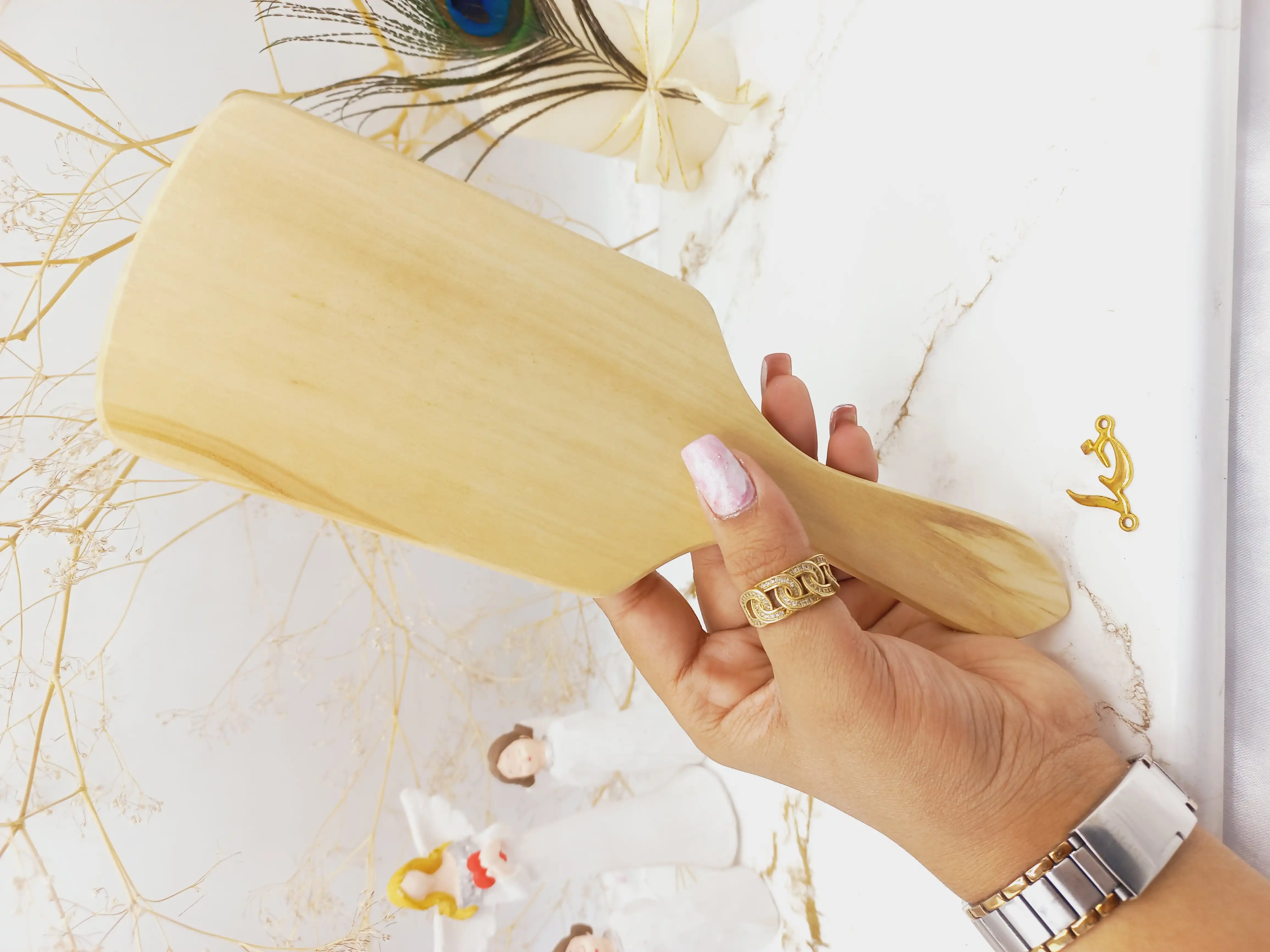 برس مو بامبو چوبی دندانه رنگی