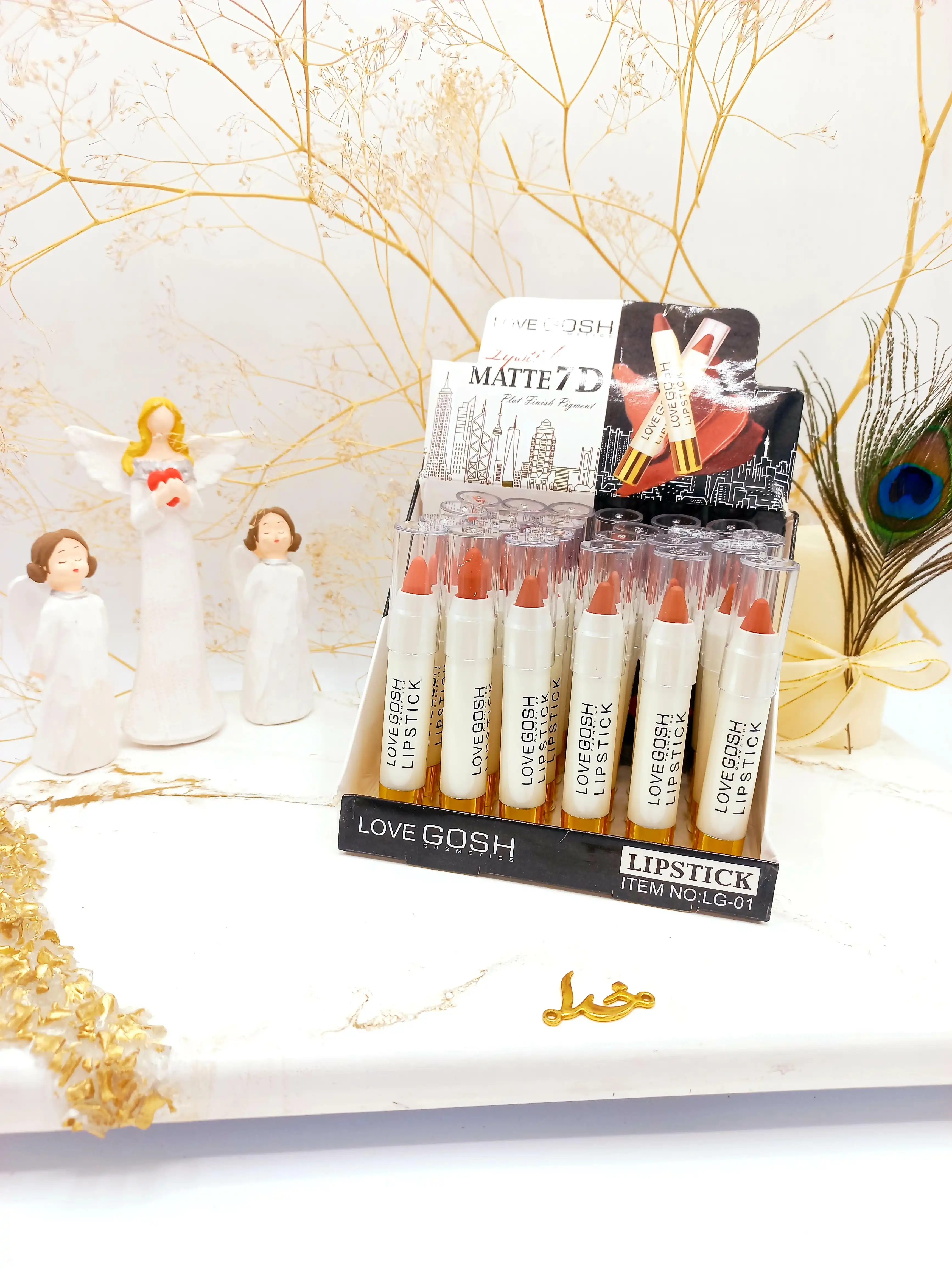 پک 6 تایی رژ جامد لاو گاش مات 7D کیفیت عالی LOVE GOSH کد LG01