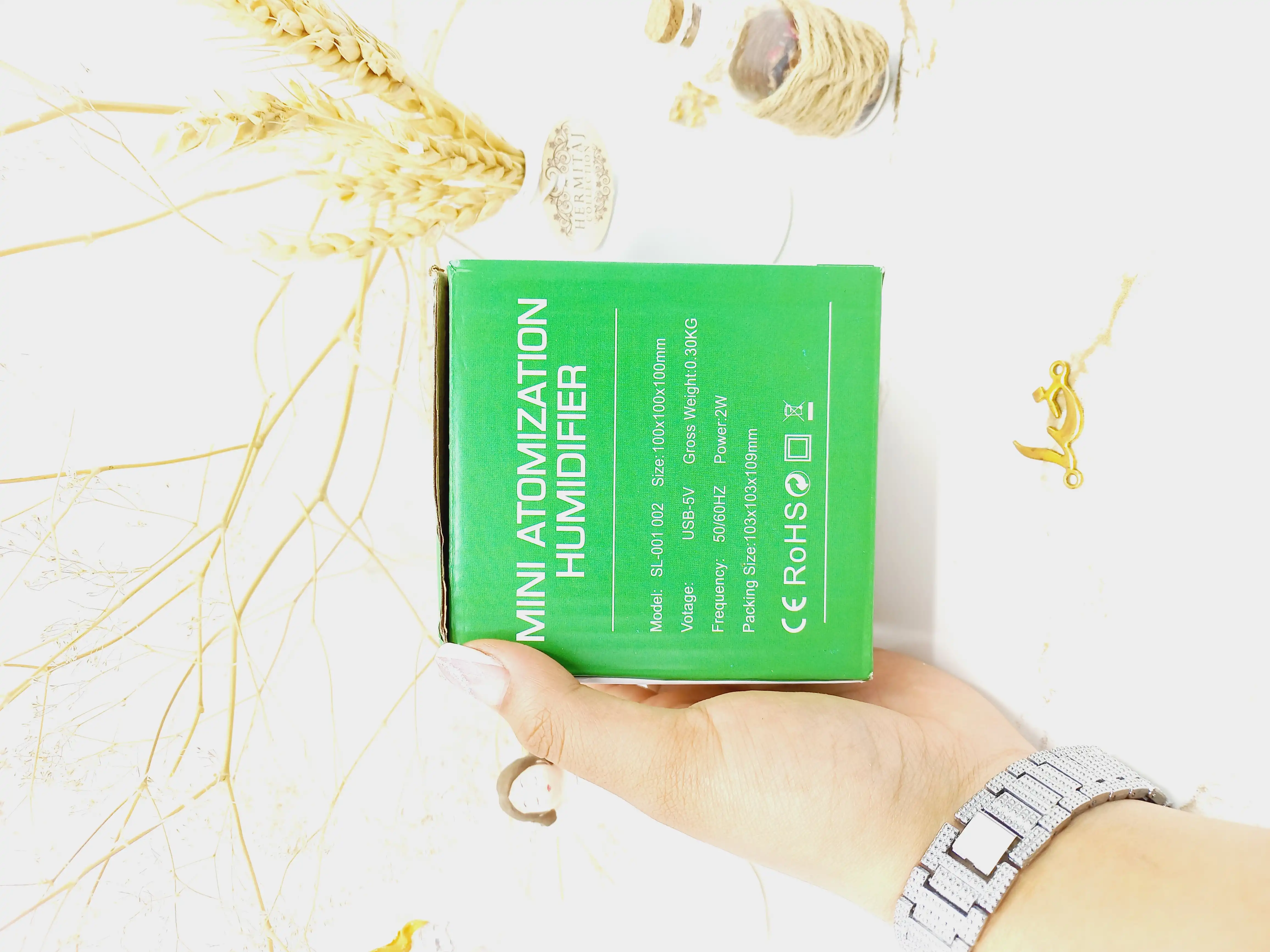 دستگاه بخور عطر طرح چوبی و دکمه لمسی با LED تغییر رنگ آلتراسونیک