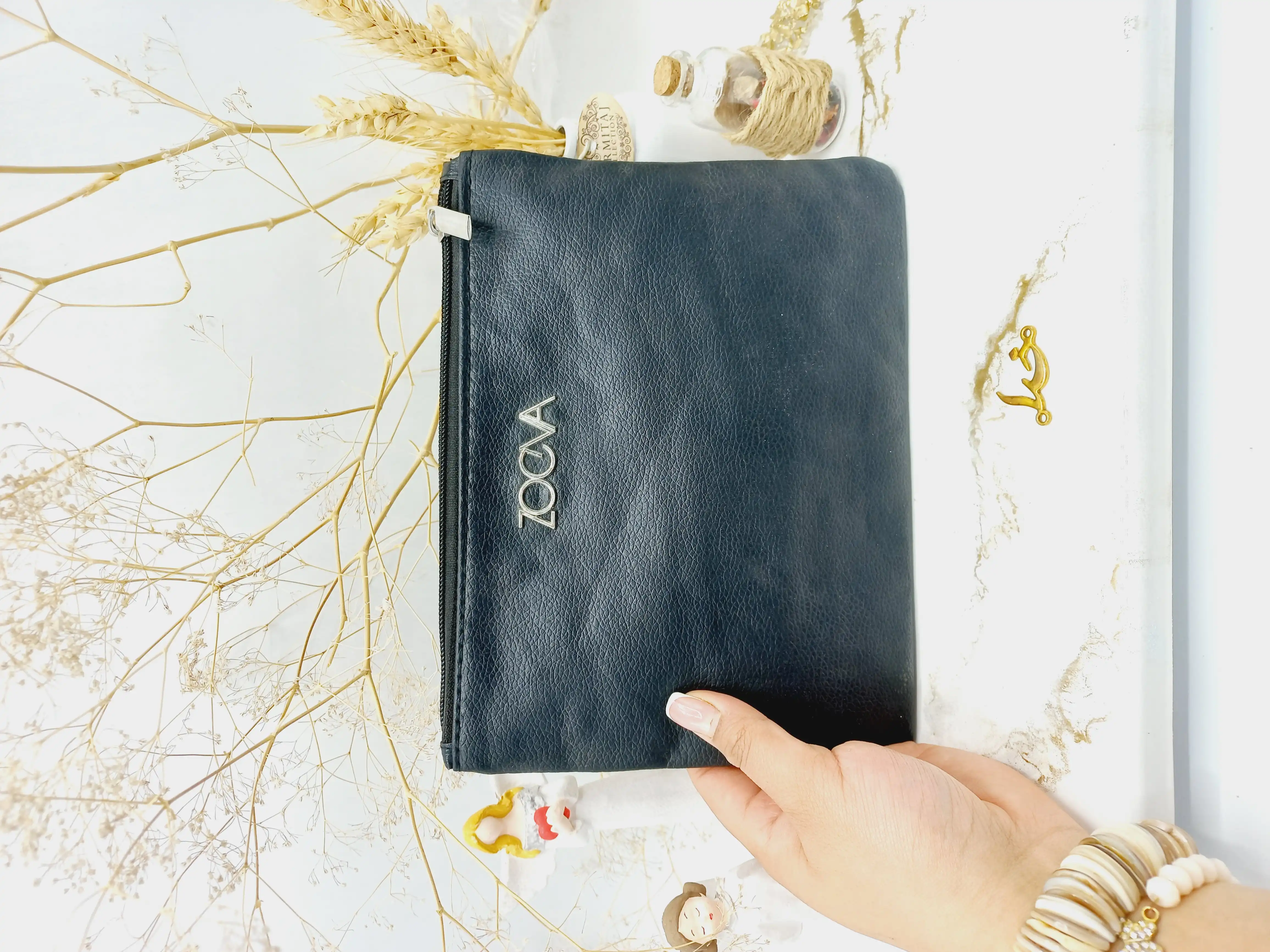 ست براش مشکی اصل 15 عددی لاکچری زووا با کیف چرمی ZOEVA (کیف مشکی)