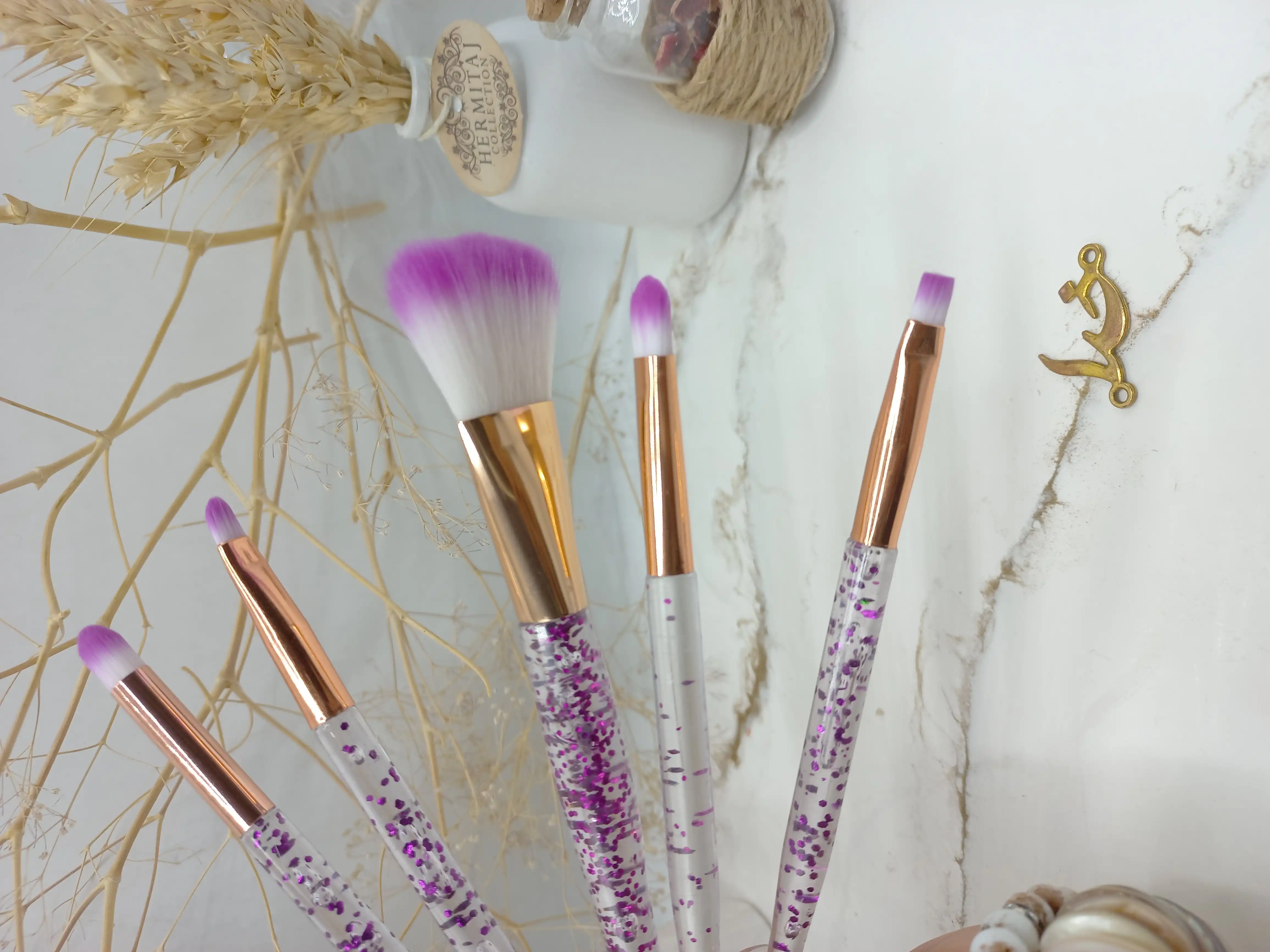 براش پنج تیکه دسته شاین دار برند فلواور سکرت FLOWER SECRET کد JQ01