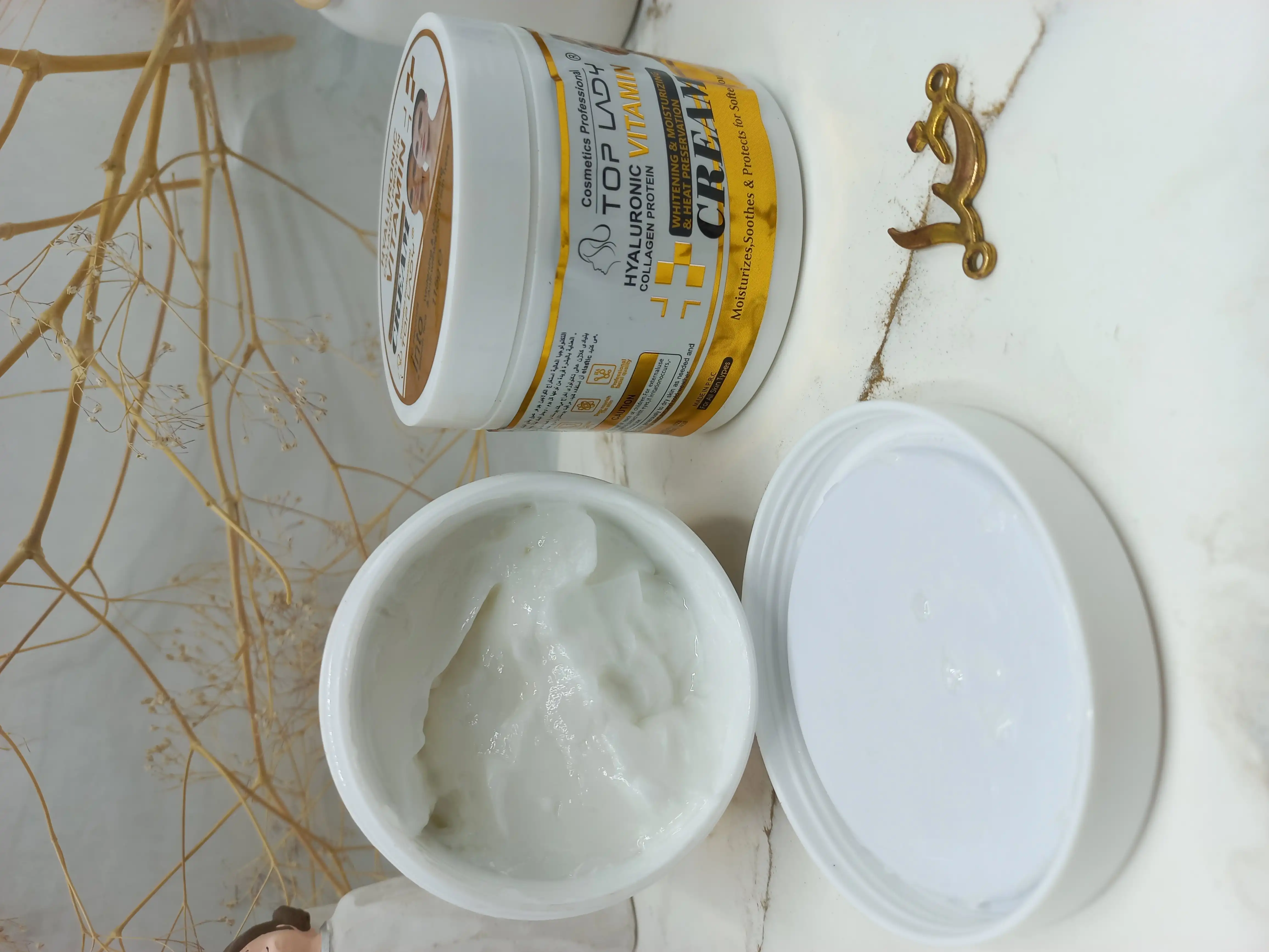 کرم سفید کننده و روشن کننده پروتئین‌ و کلاژن هیالورونیک تاپ لیدی TOP LADY کد 15014