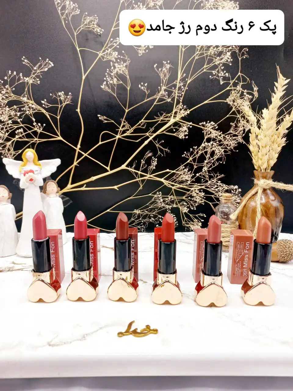 پک 6 تایی رژ جامد ضد آب 24 ساعته برند MISS FON کد ST960