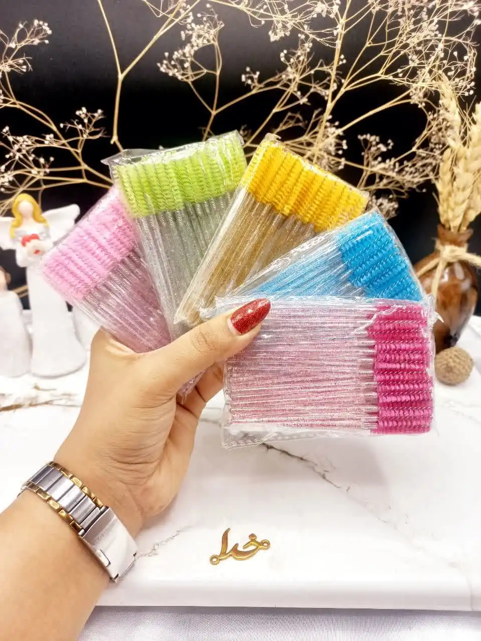 برس ابرو و مژه رنگی شیشه ای بسته 50 عددی