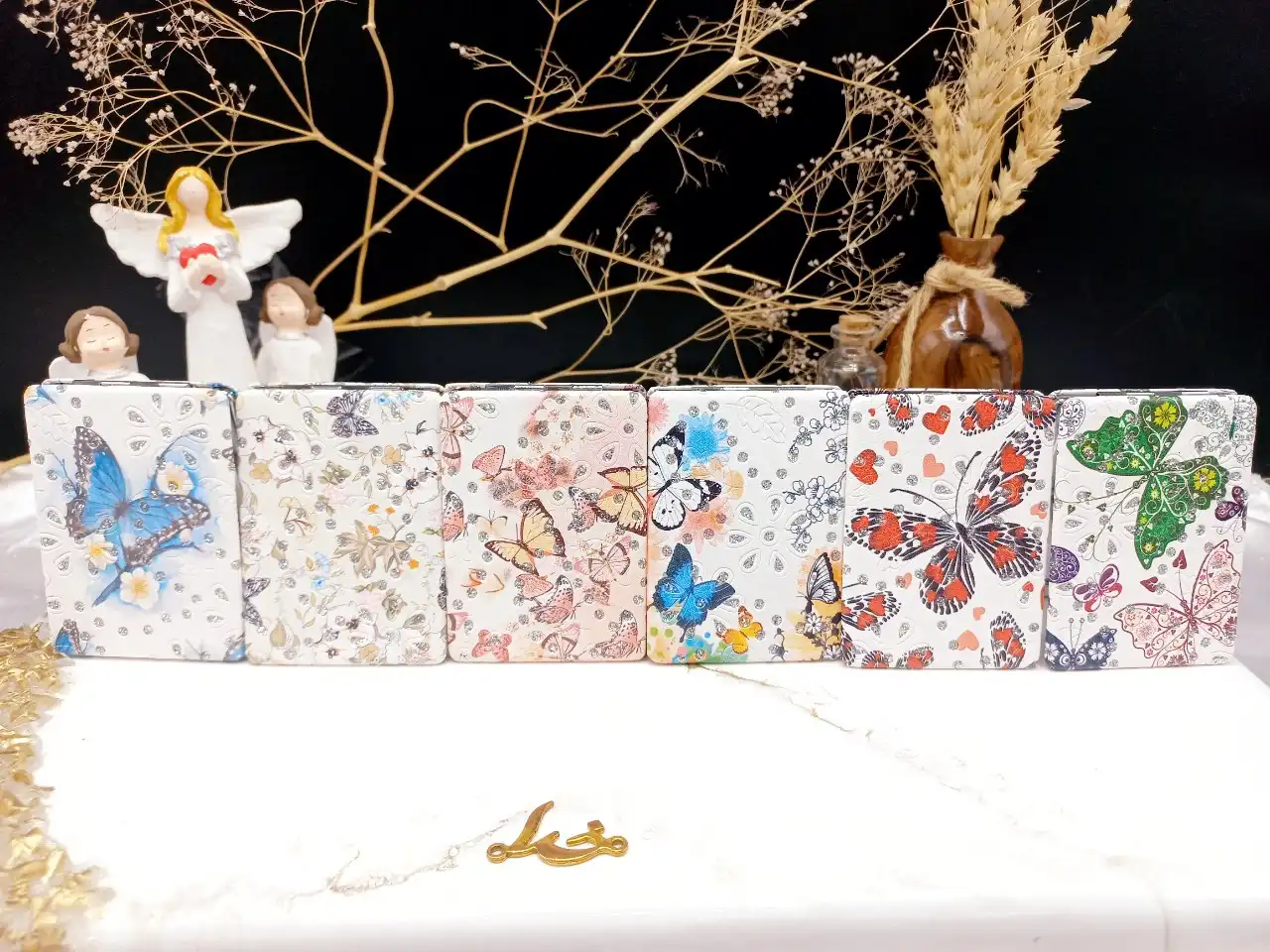 آینه زیبا طرح پروانه نگین دار