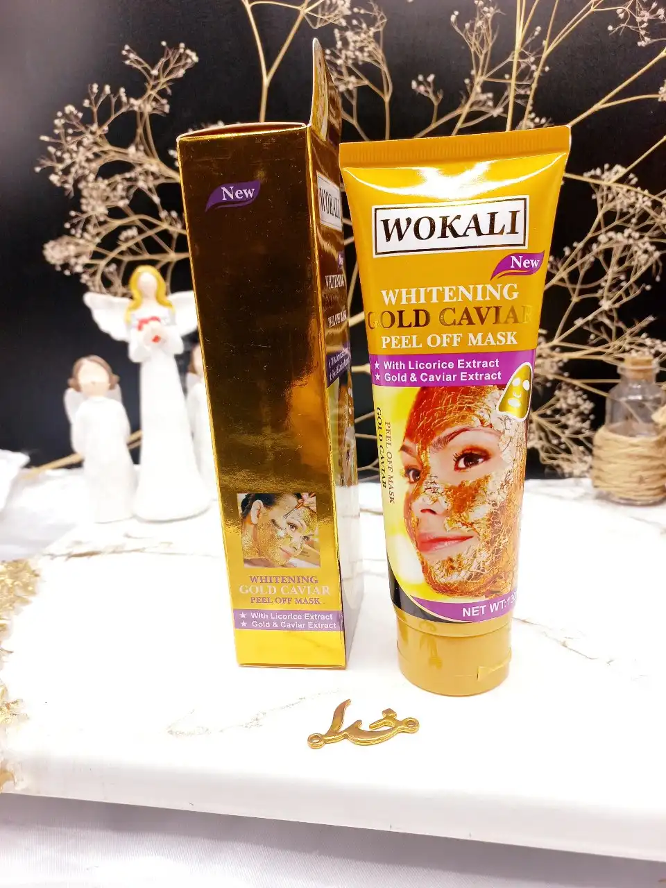 ماسک طلای تیوپی همراه با عصاره خاویار برند وکالی WOKALI کد WKL 403