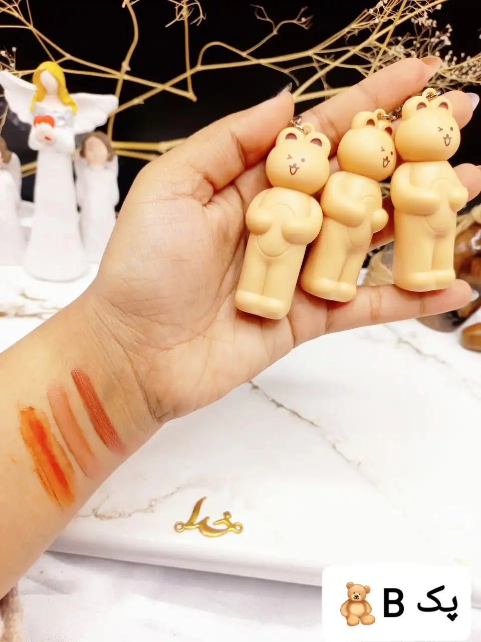 پک 3عددی رژ لب و جاکلیدی طرح خرس خندان B