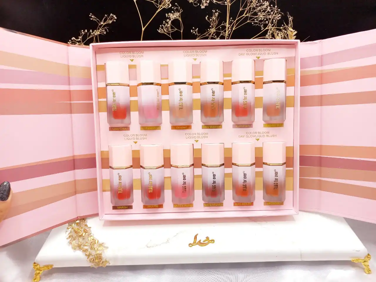 پک رژ گونه مایع پد دار 12 عددی برند BLOOM COLOR کد TG 636