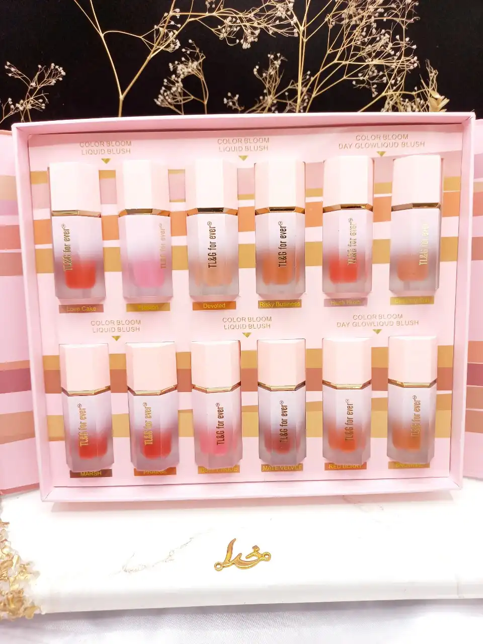 پک رژ گونه مایع پد دار 12 عددی برند BLOOM COLOR کد TG 636