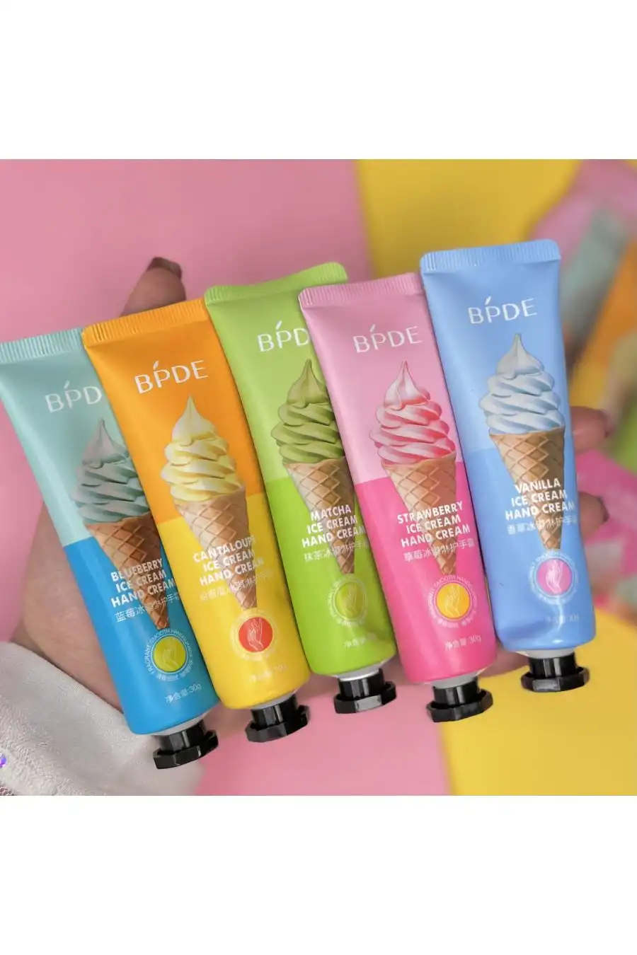 کرم دست تیوپی  مرطوب کننده بستنی زرد 30 گرم  BPDE کد BDI78198