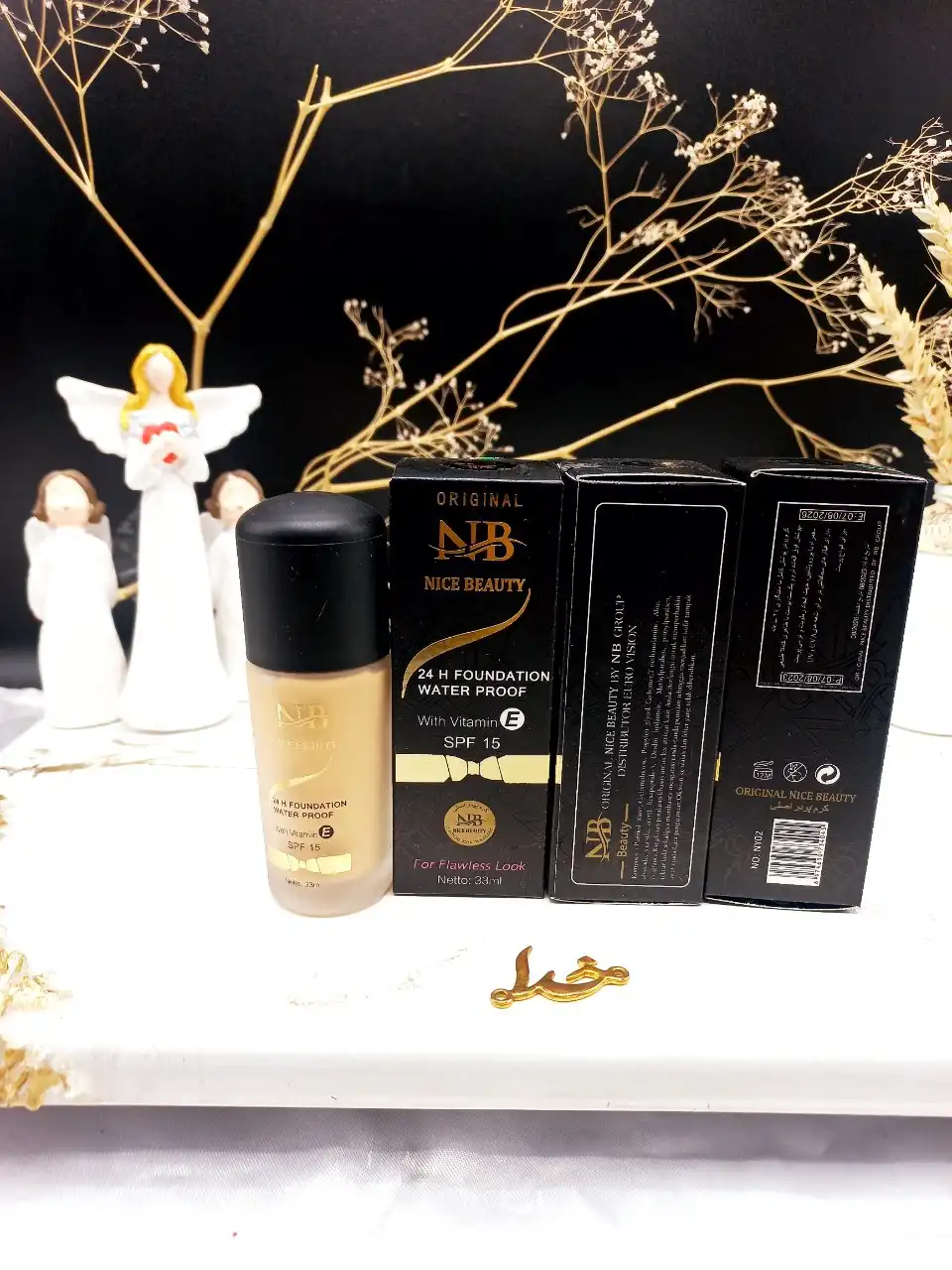 کرم پودر Spf15 ضدآب و ویتامین E نایس بیوتی NICE BEAUTY کد 4045