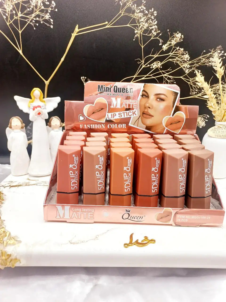 پک 6 تایی رژ جامد مات Queen Mini کد 108-24