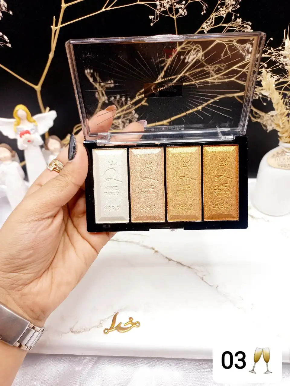 پالت هایلایتر پودری 4 رنگ Mini Queen کد MQ021_B