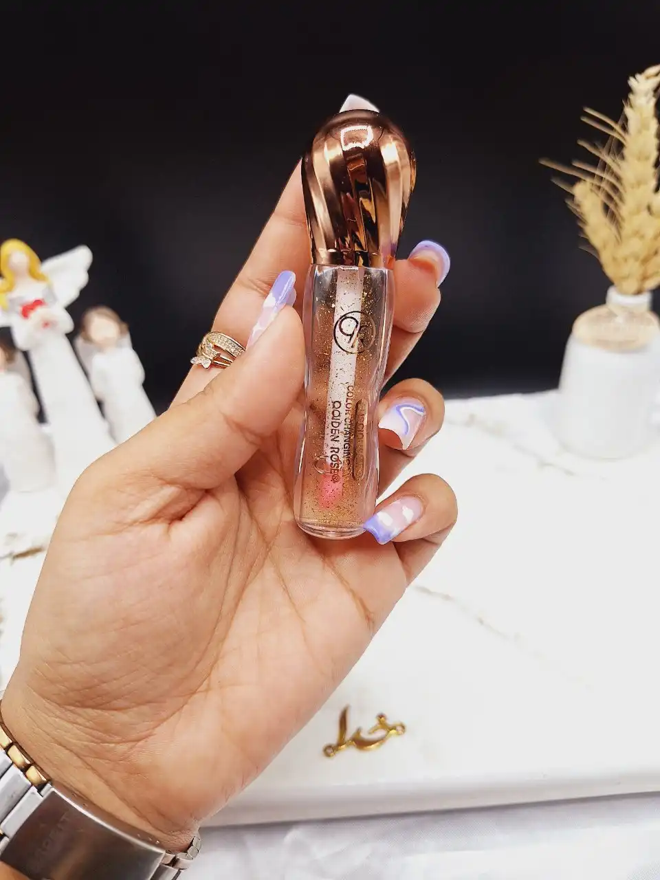 برق لب و لیپ گلاس برند کویدن رز QOIDEN ROSE کد 5803