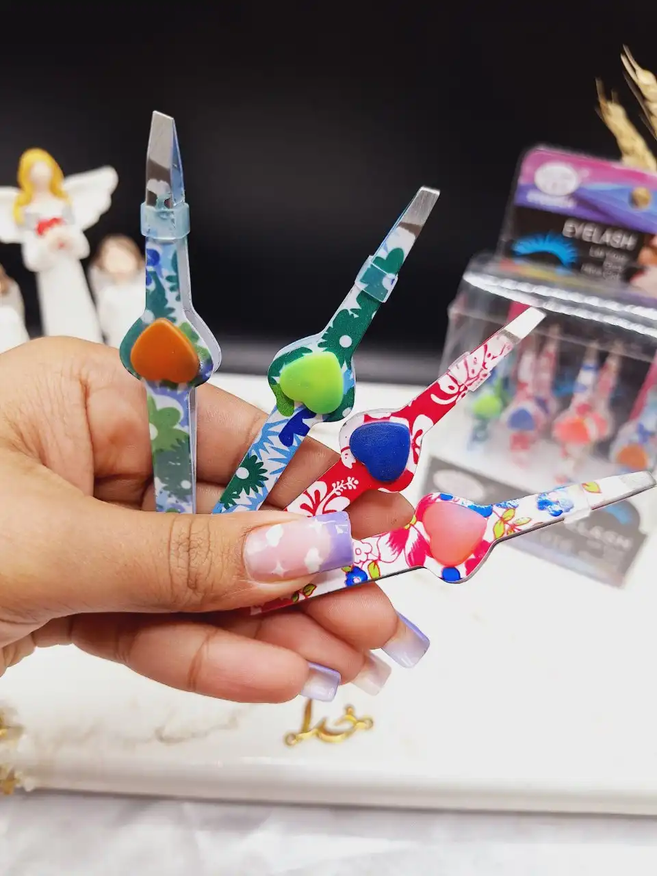 موچین رنگی طرح قلبی کد 016