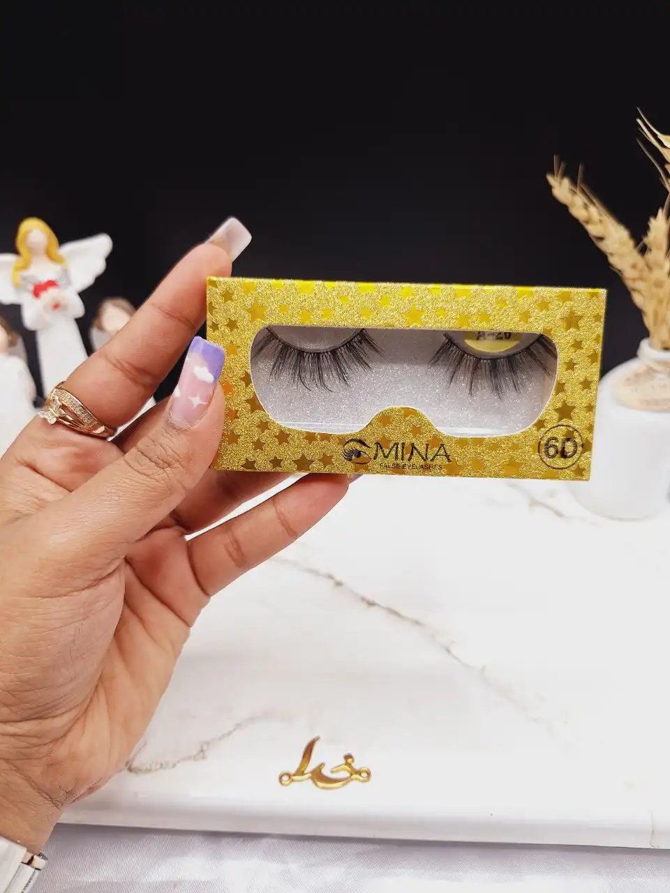 مژه مصنوعی 6D کارتن طلایی برند مینا MINA