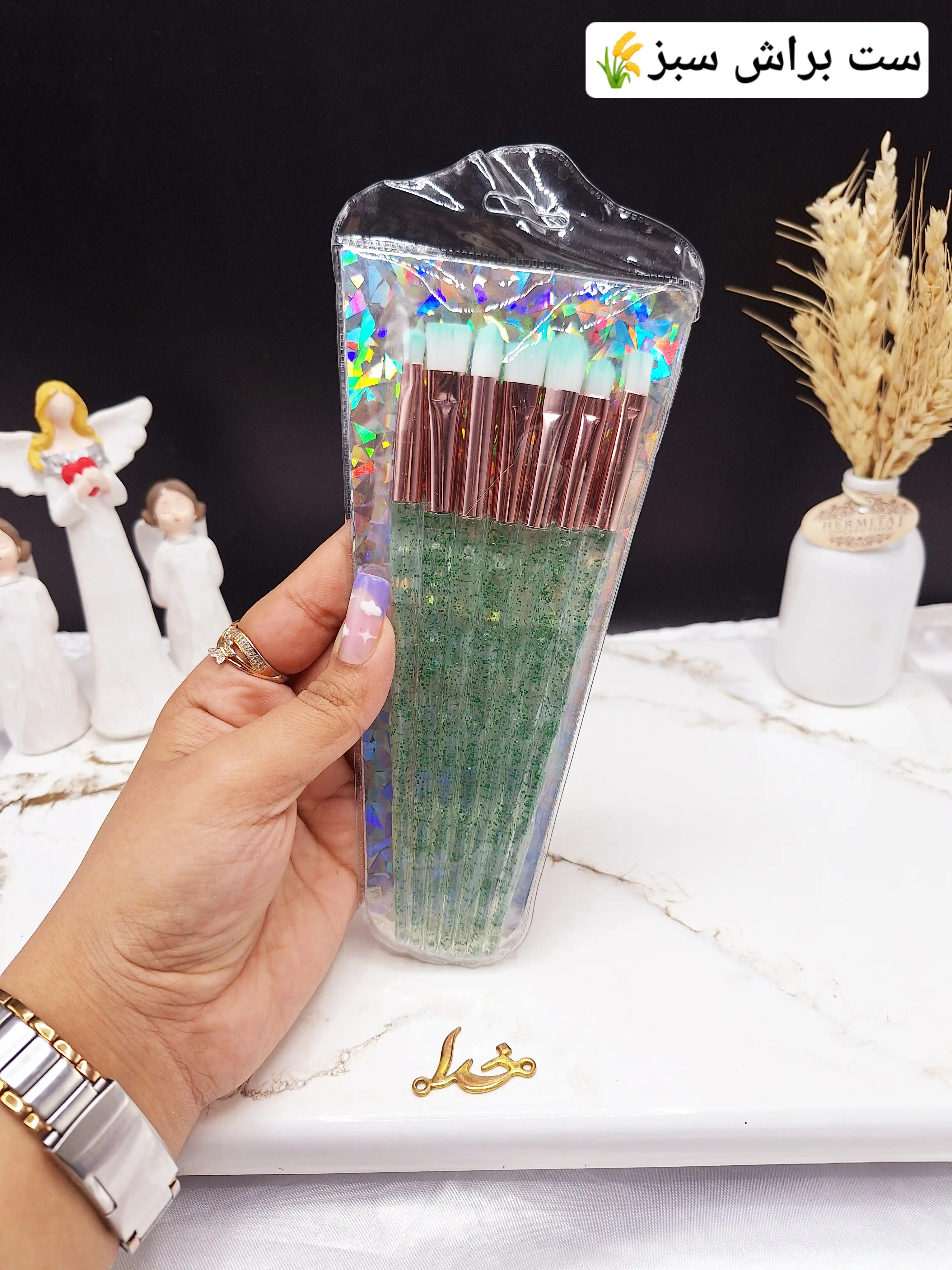 براش 7 تیکه دسته شاین برند Makeup Brush کد 8566