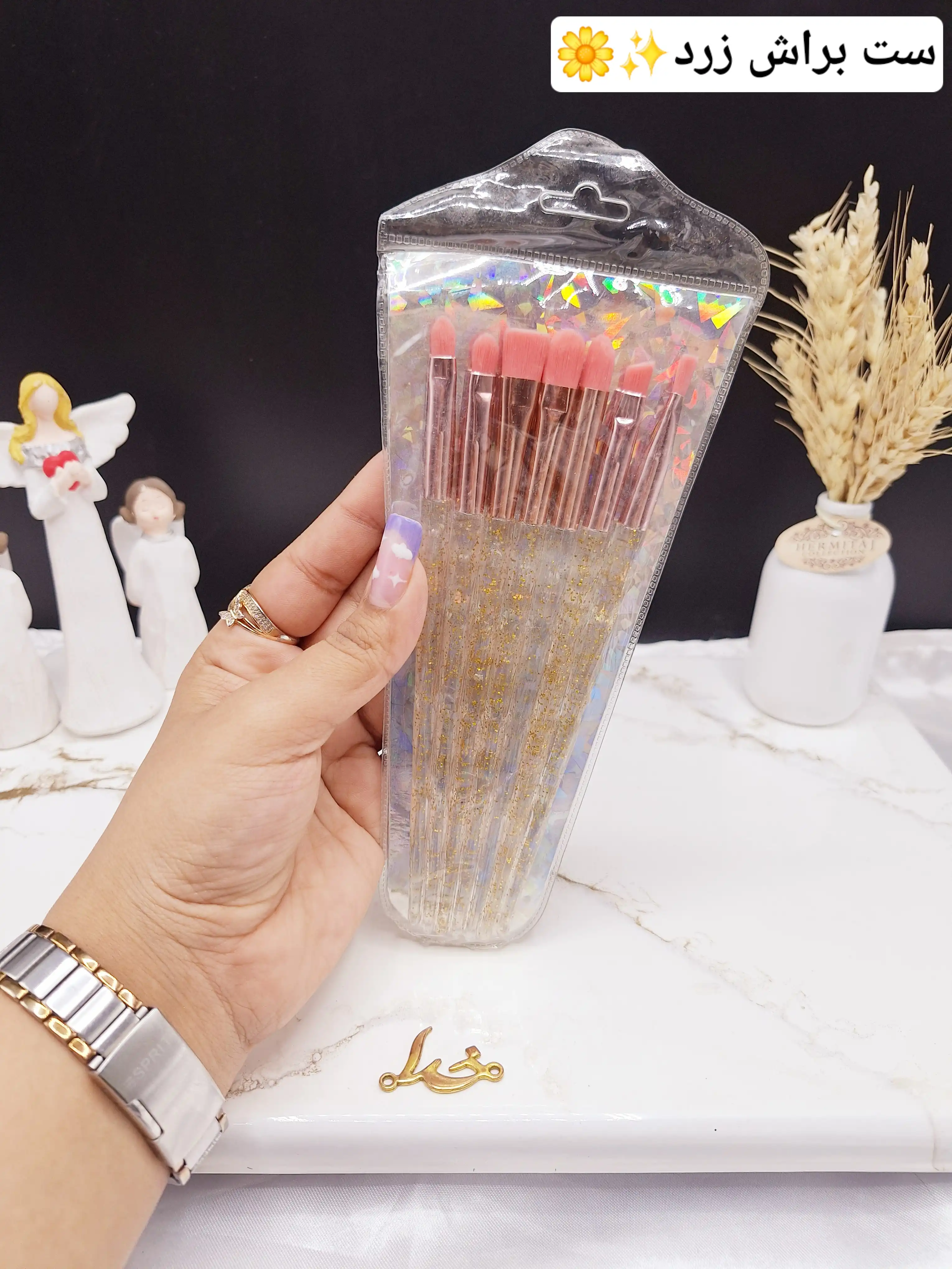 براش 7 تیکه دسته شاین برند Makeup Brush کد 8566