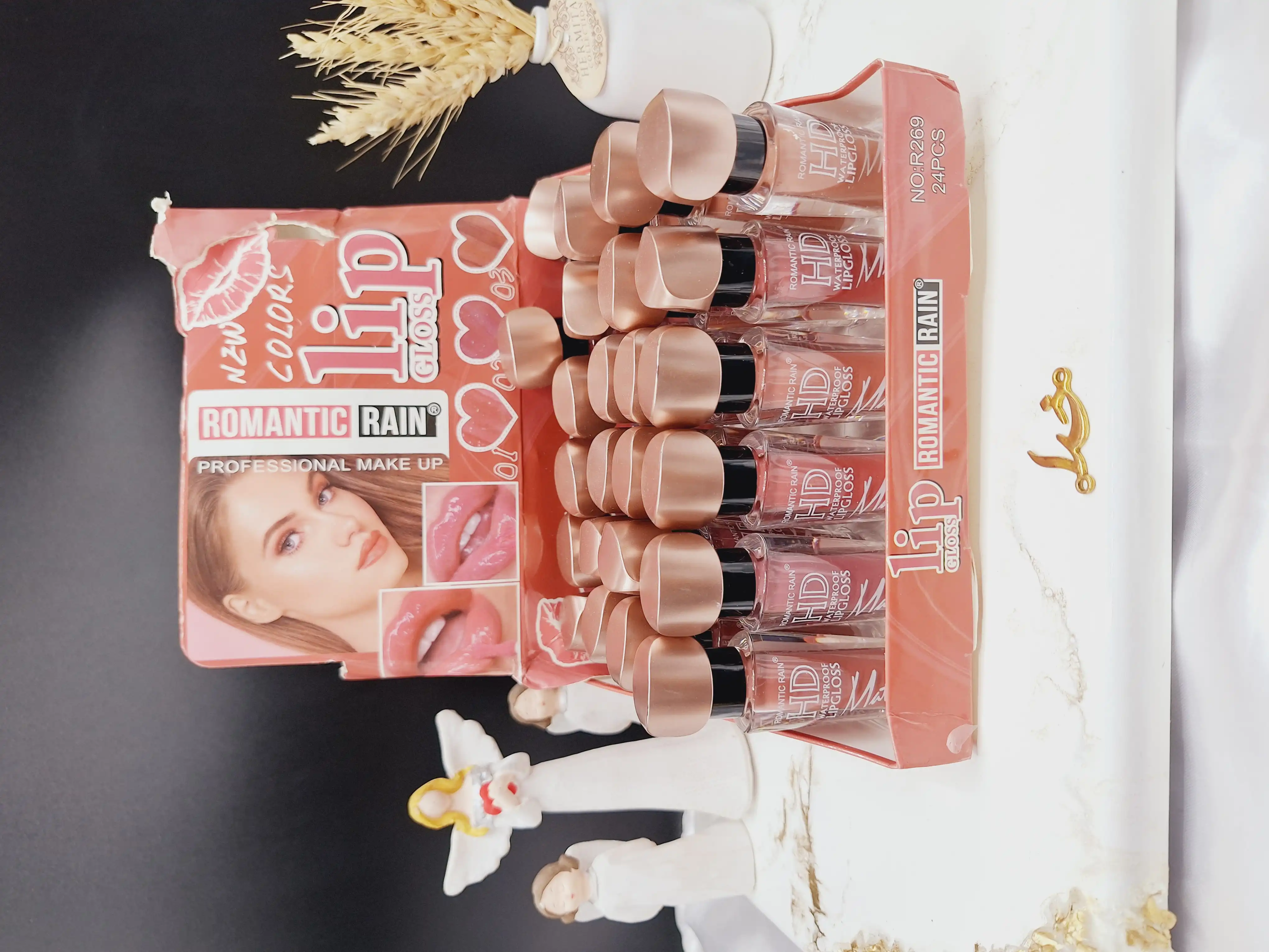 پک 6تایی رژ مایع درب طلایی برند رومانتیک رین ROMANTIC RAIN کد R269