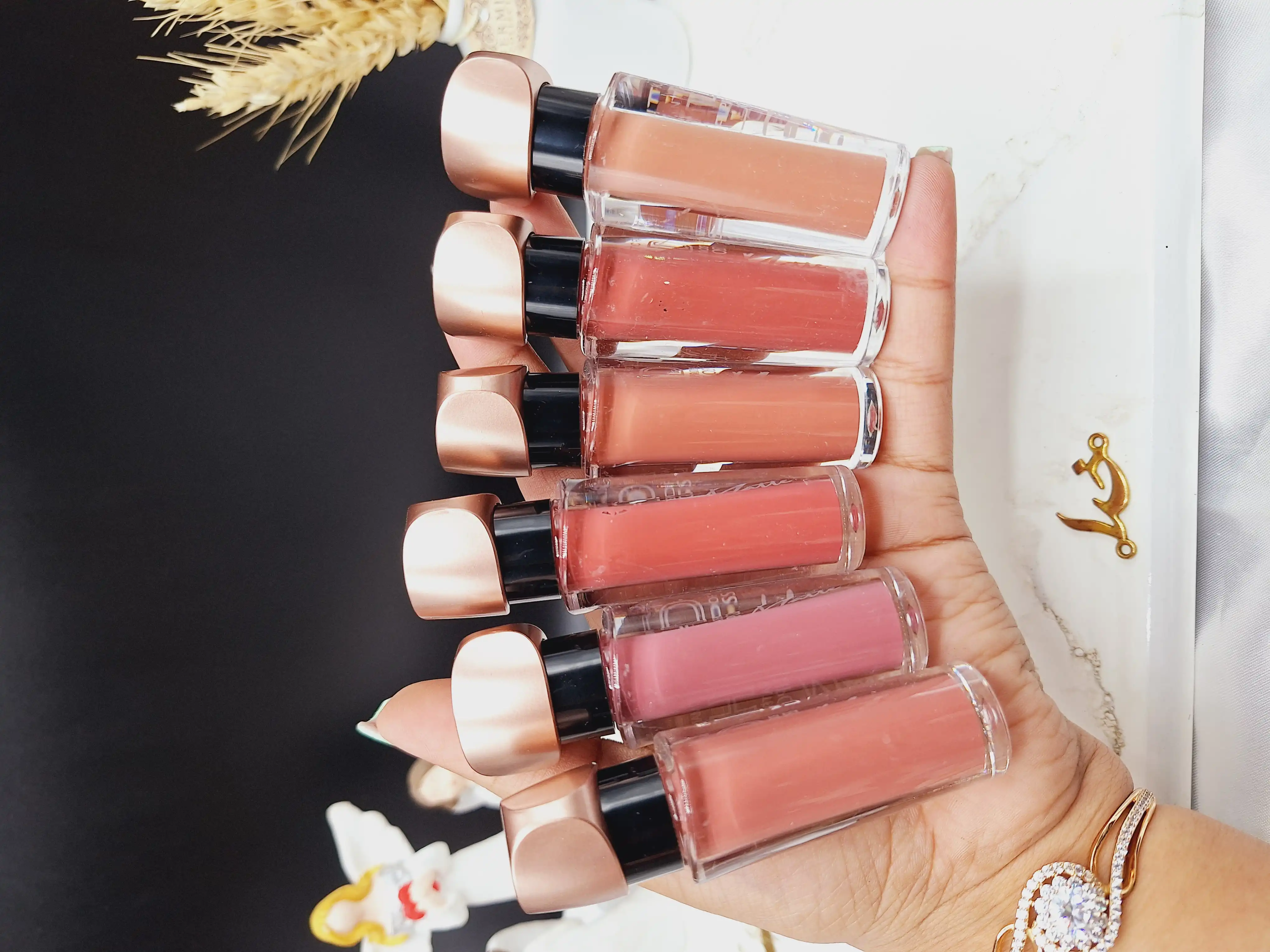 پک 6تایی رژ مایع درب طلایی برند رومانتیک رین ROMANTIC RAIN کد R269