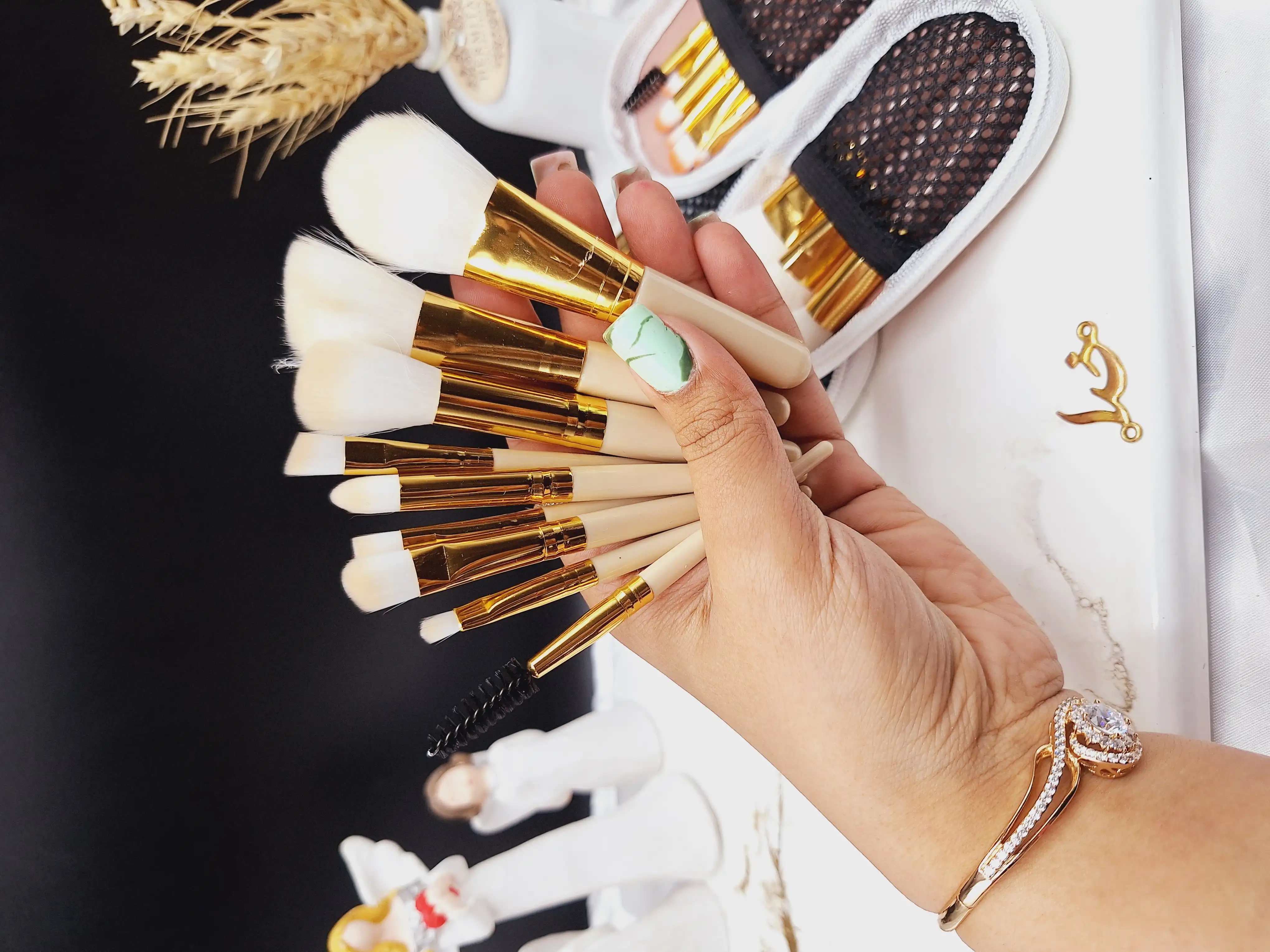 ست براش 9 تیکه کیف چرمی