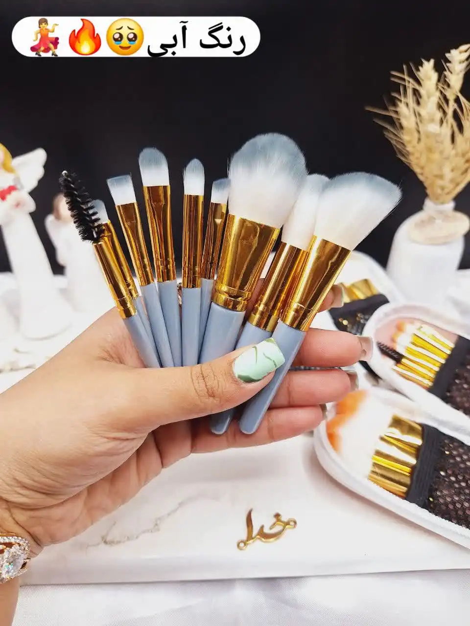 ست براش 9 تیکه کیف چرمی