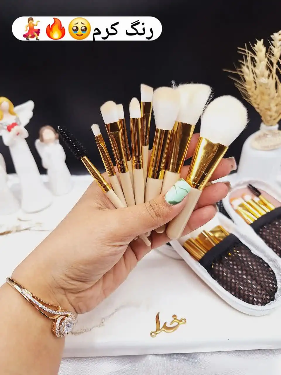 ست براش 9 تیکه کیف چرمی