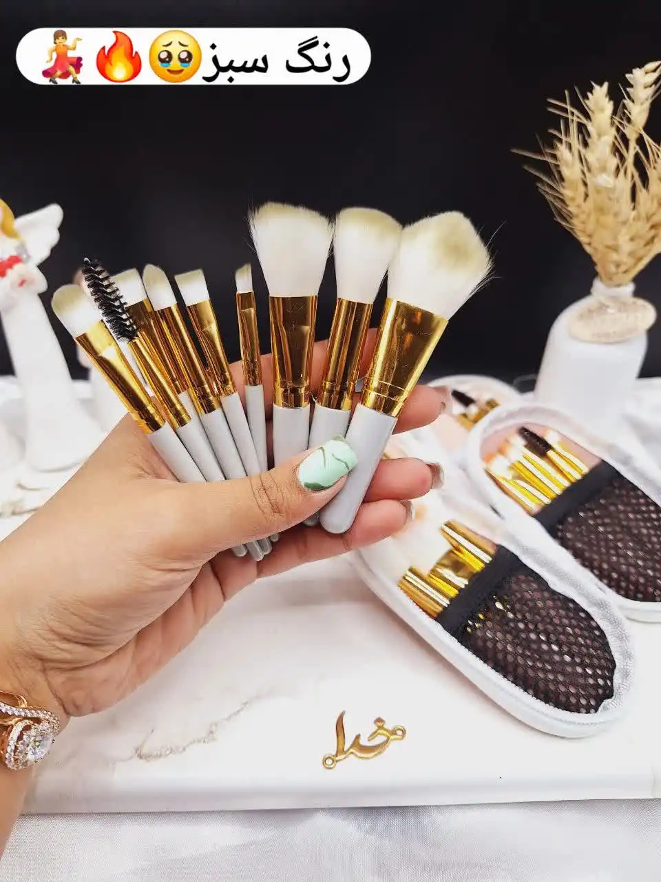 ست براش 9 تیکه کیف چرمی