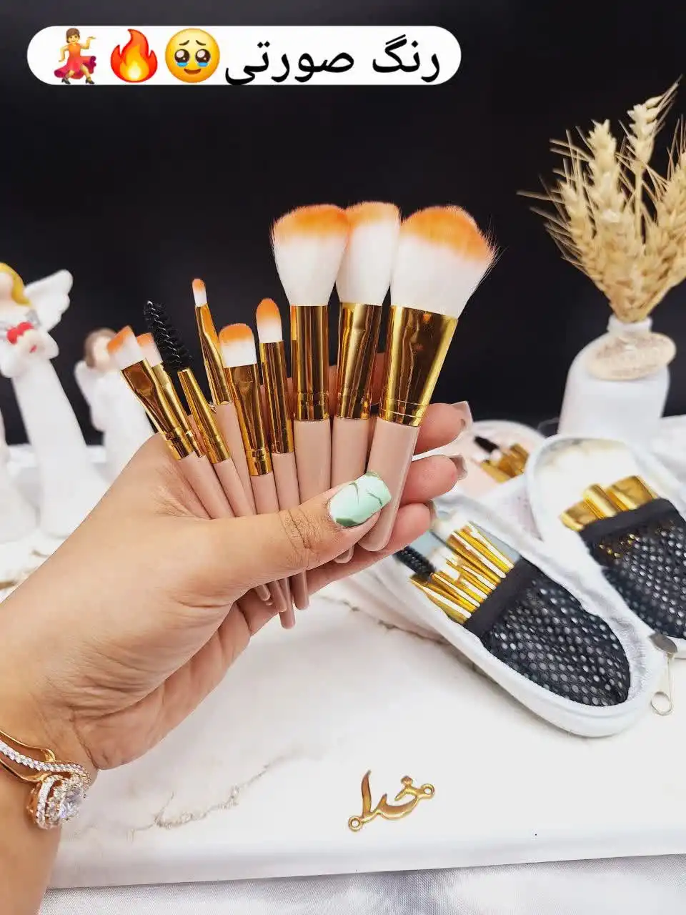 ست براش 9 تیکه کیف چرمی