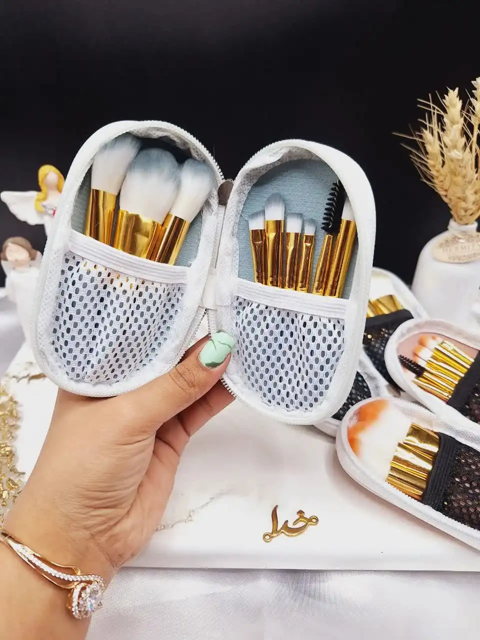 ست براش 9 تیکه کیف چرمی