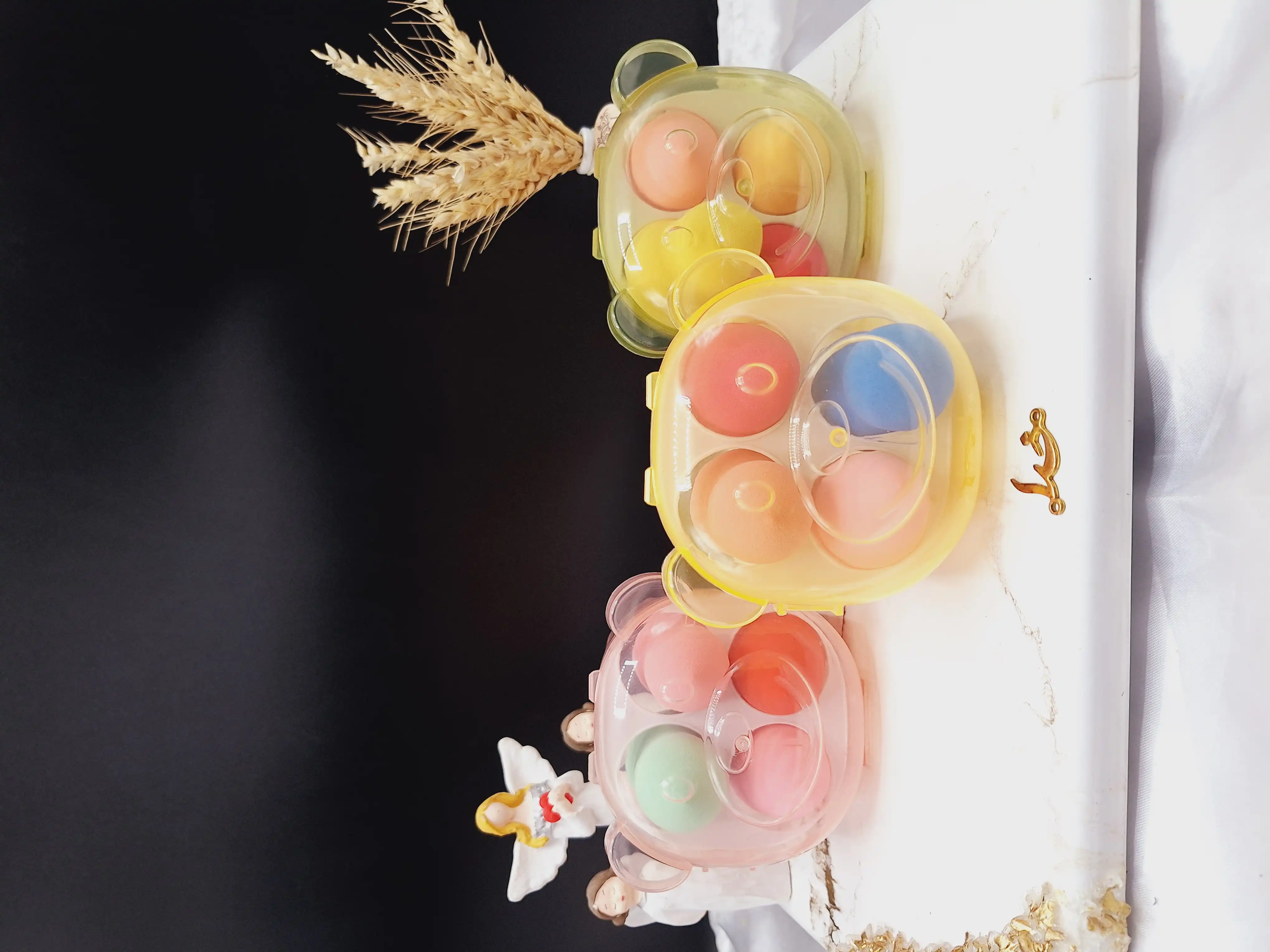 پک 4 عددی باکس دار  پد تخم مرغی طرح خرس کد FP_380