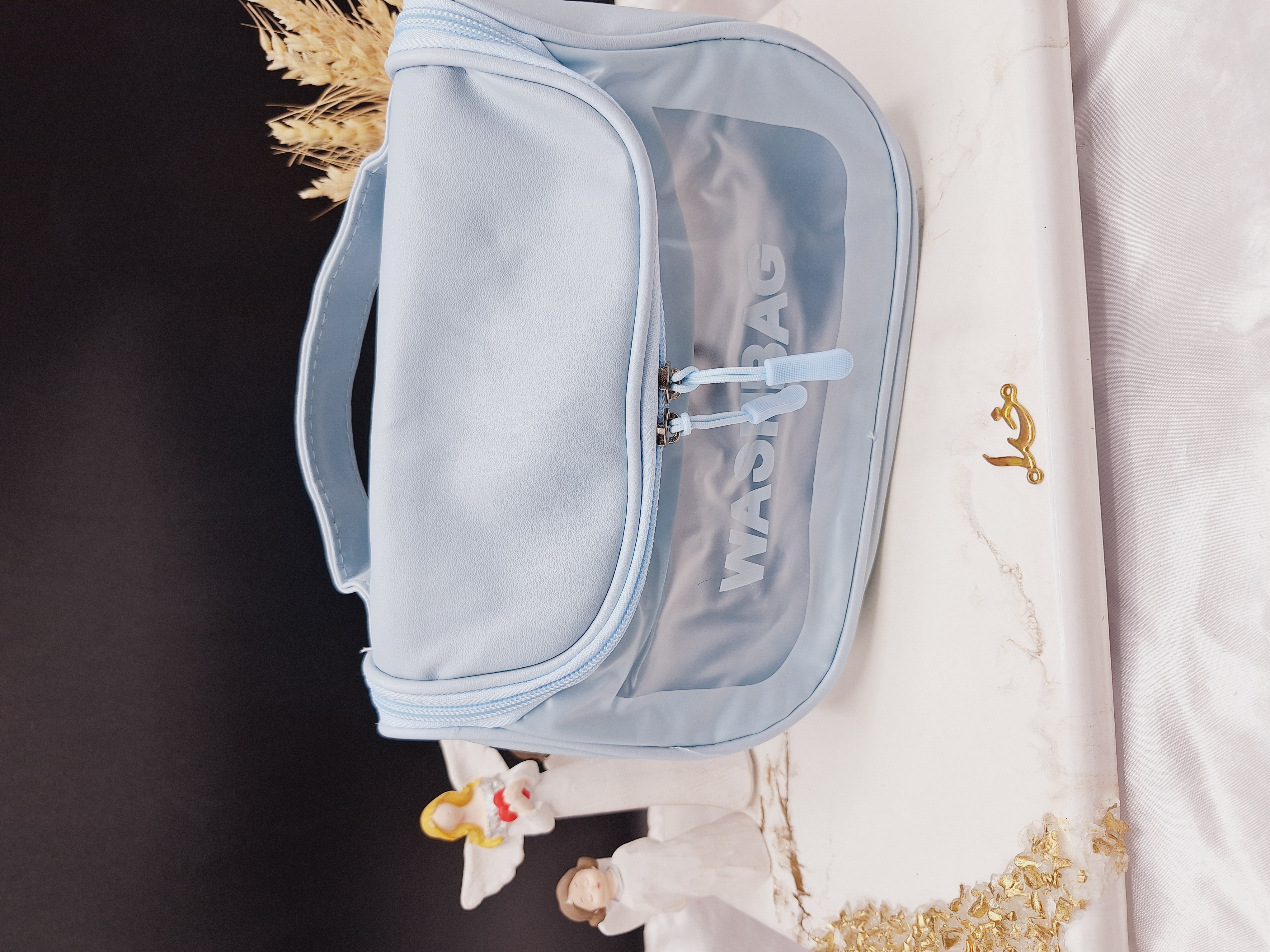 کیف آرایشی واشبگ بیضی آبی سایز بزرگ WASHBAG