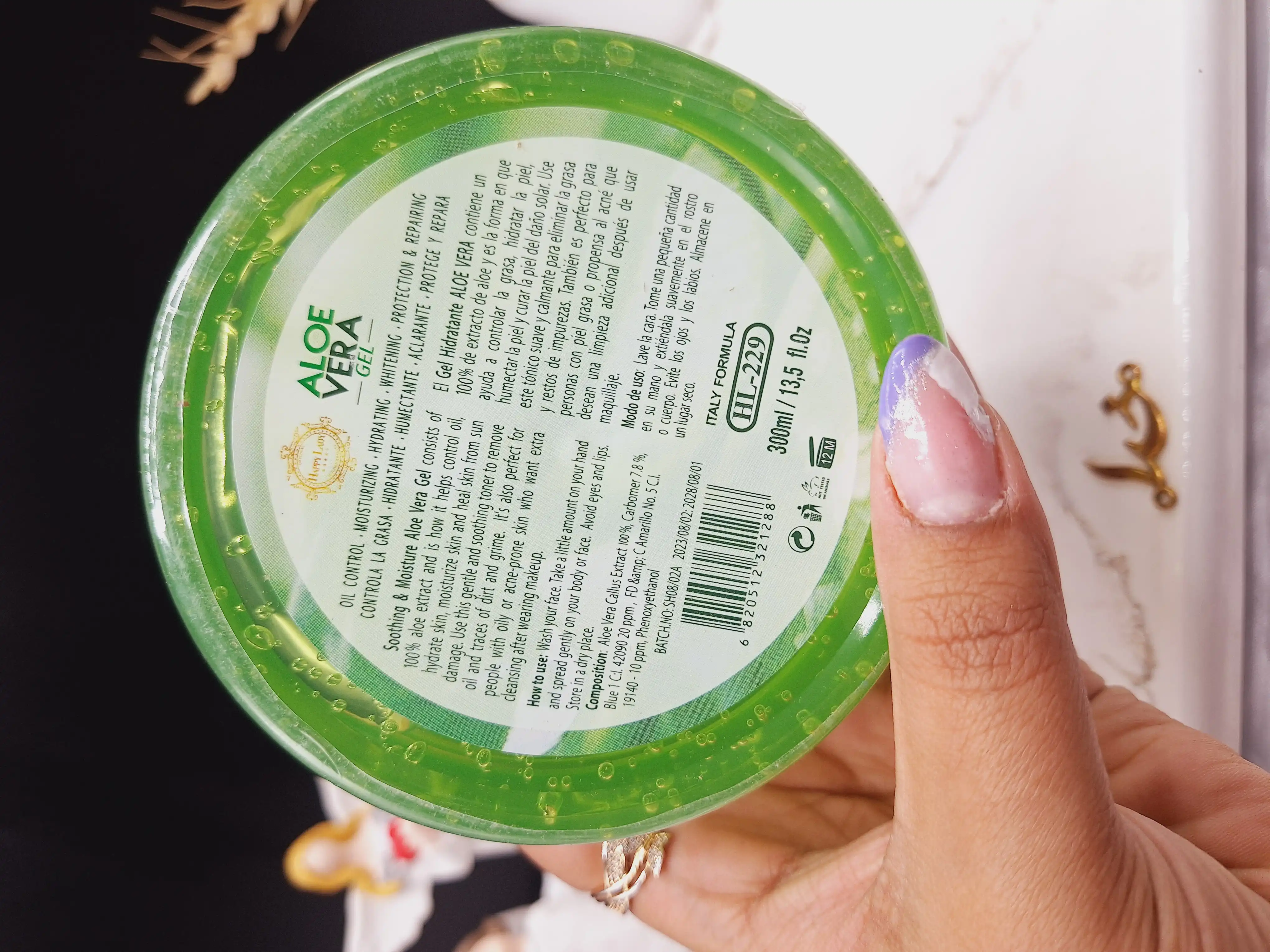 ژل آبرسان آلوئه ورا کاسه ای هپی لیدی محافظ کیفیت عالی HAPPY LADY کد HL-229