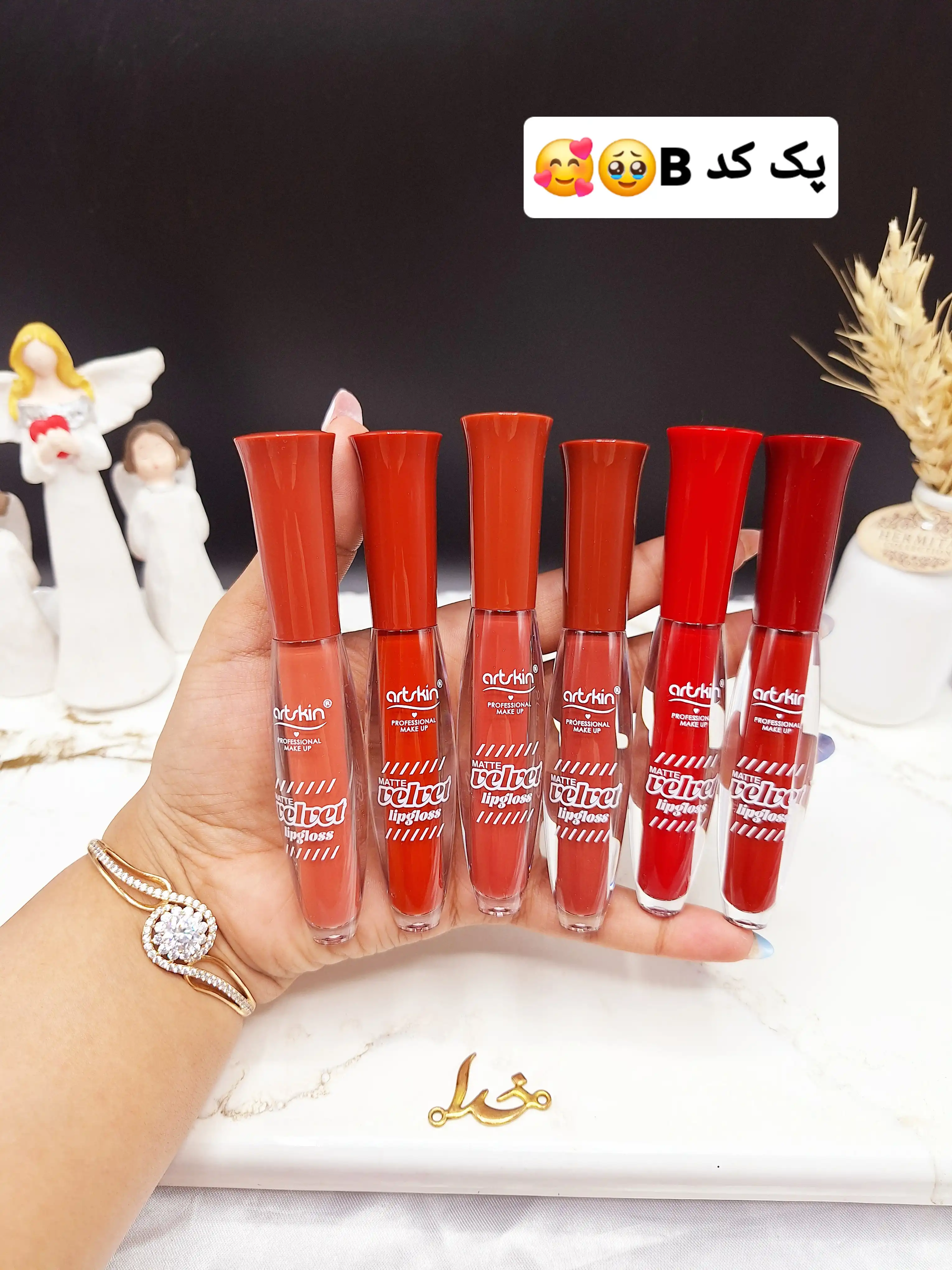 پک 6 عددی رژ مایع مخملی 24 ساعته مدل کوزه ای برند آرت اسکین artskin کد SA972184-1