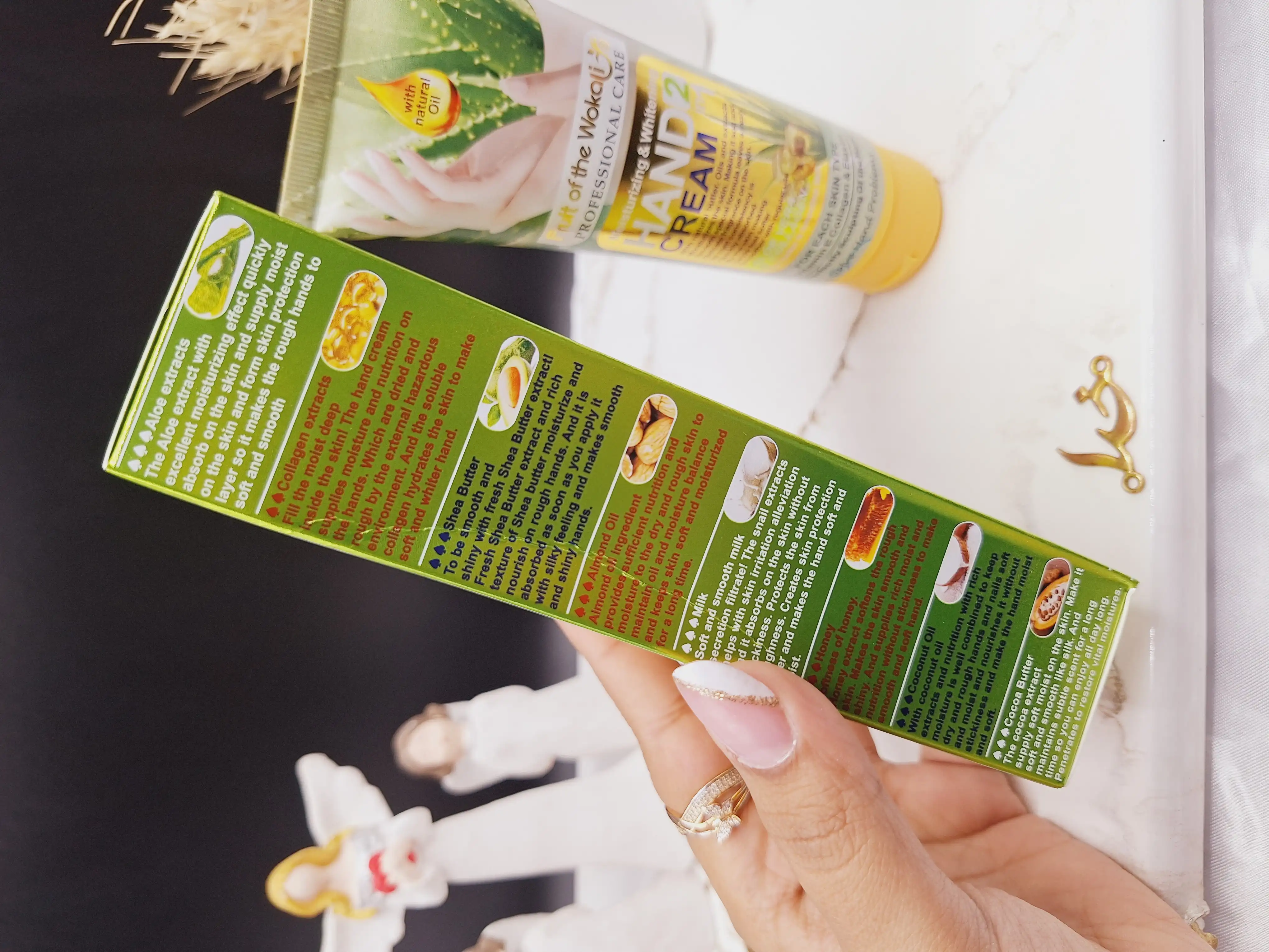 کرم مرطوب و سفید کننده دست آلوئه ورا وکالی WOKALI کد WKL522