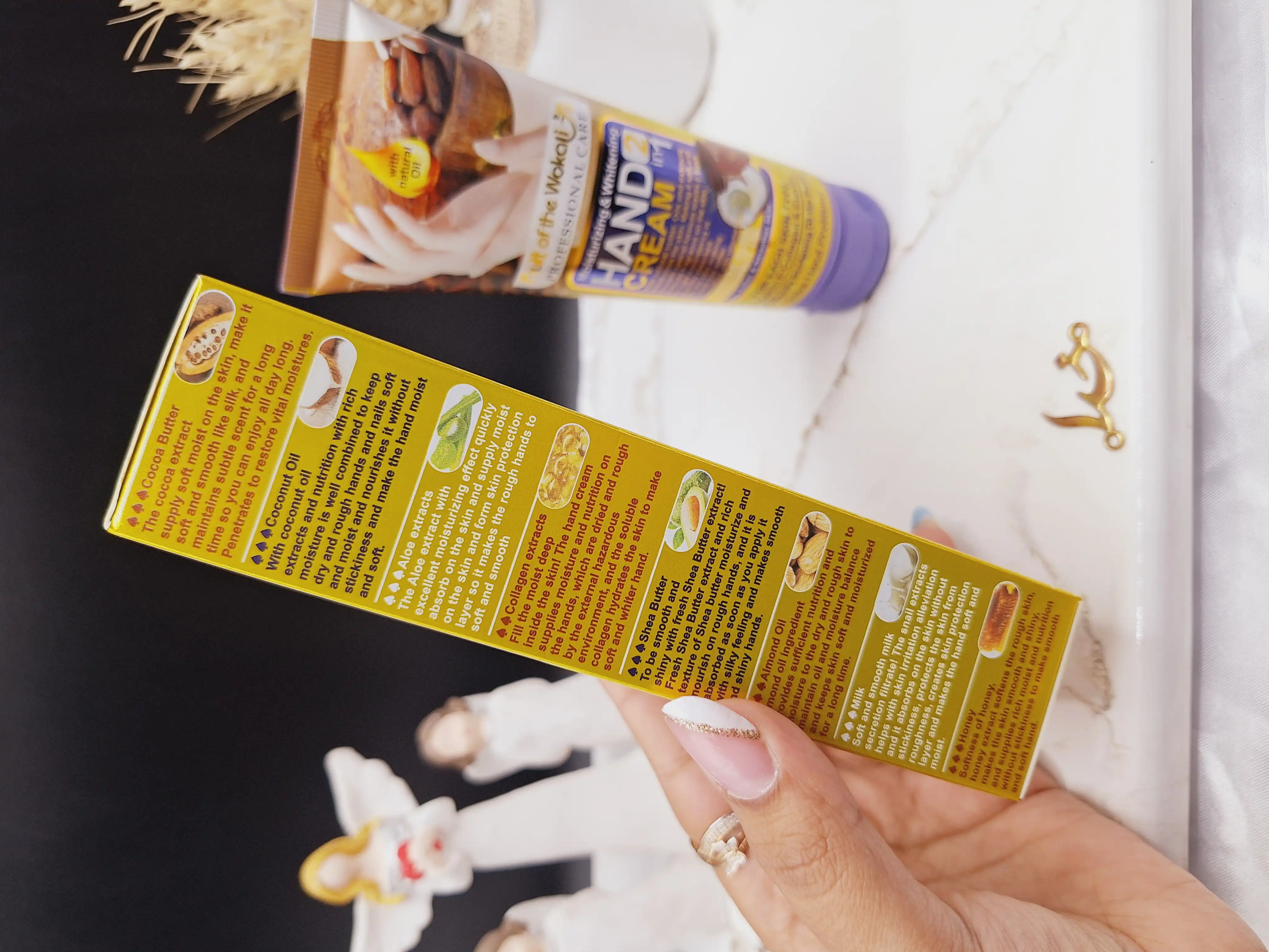 کرم مرطوب و سفید کننده دست کره کاکائو  و روغن نارگیل وکالی WOKALI کد WKL521