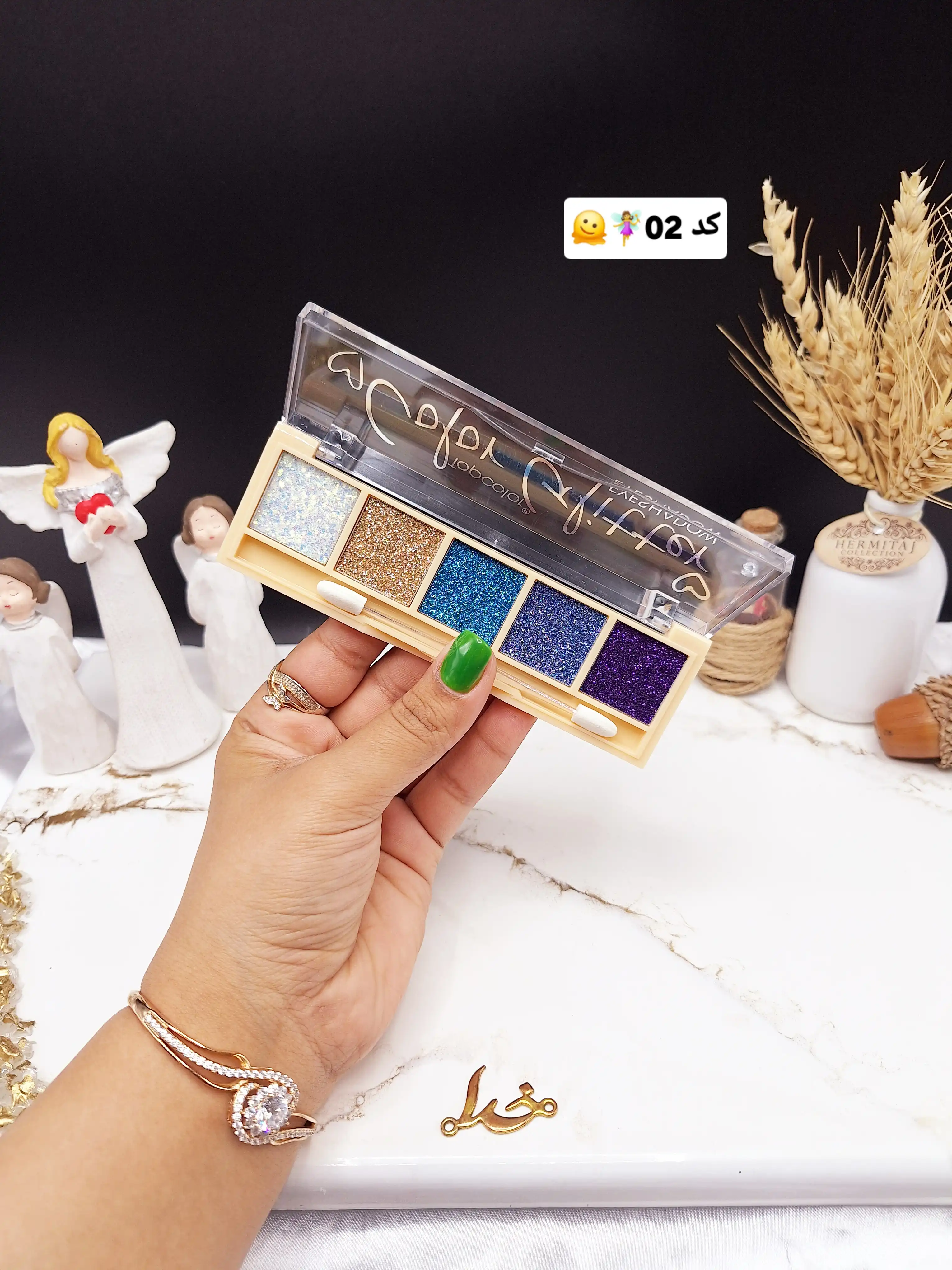 پالت سایه چشم گلیتری جذاب 5تایی Topcolor کد TC8003