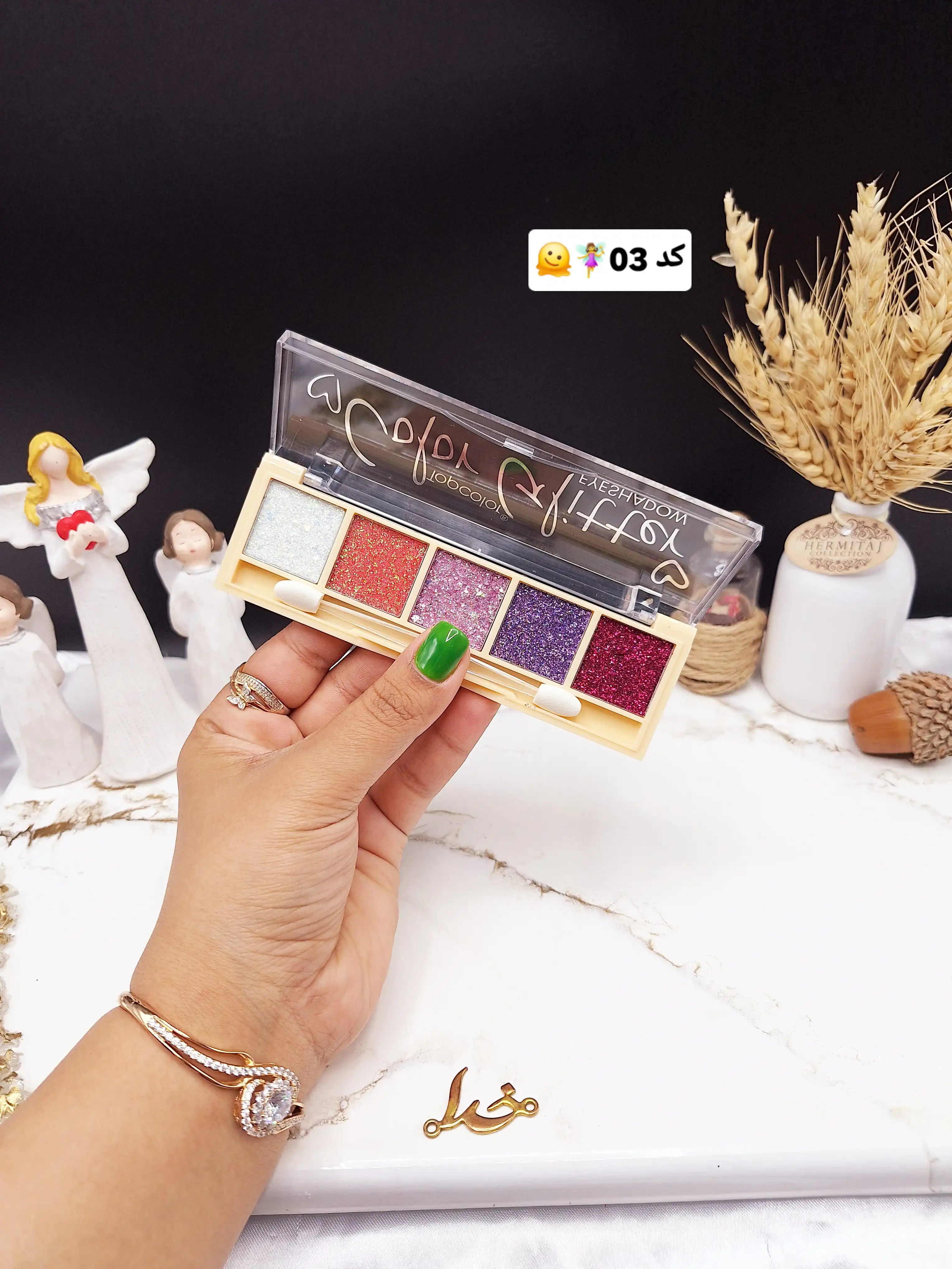 پالت سایه چشم گلیتری جذاب 5تایی Topcolor کد TC8003