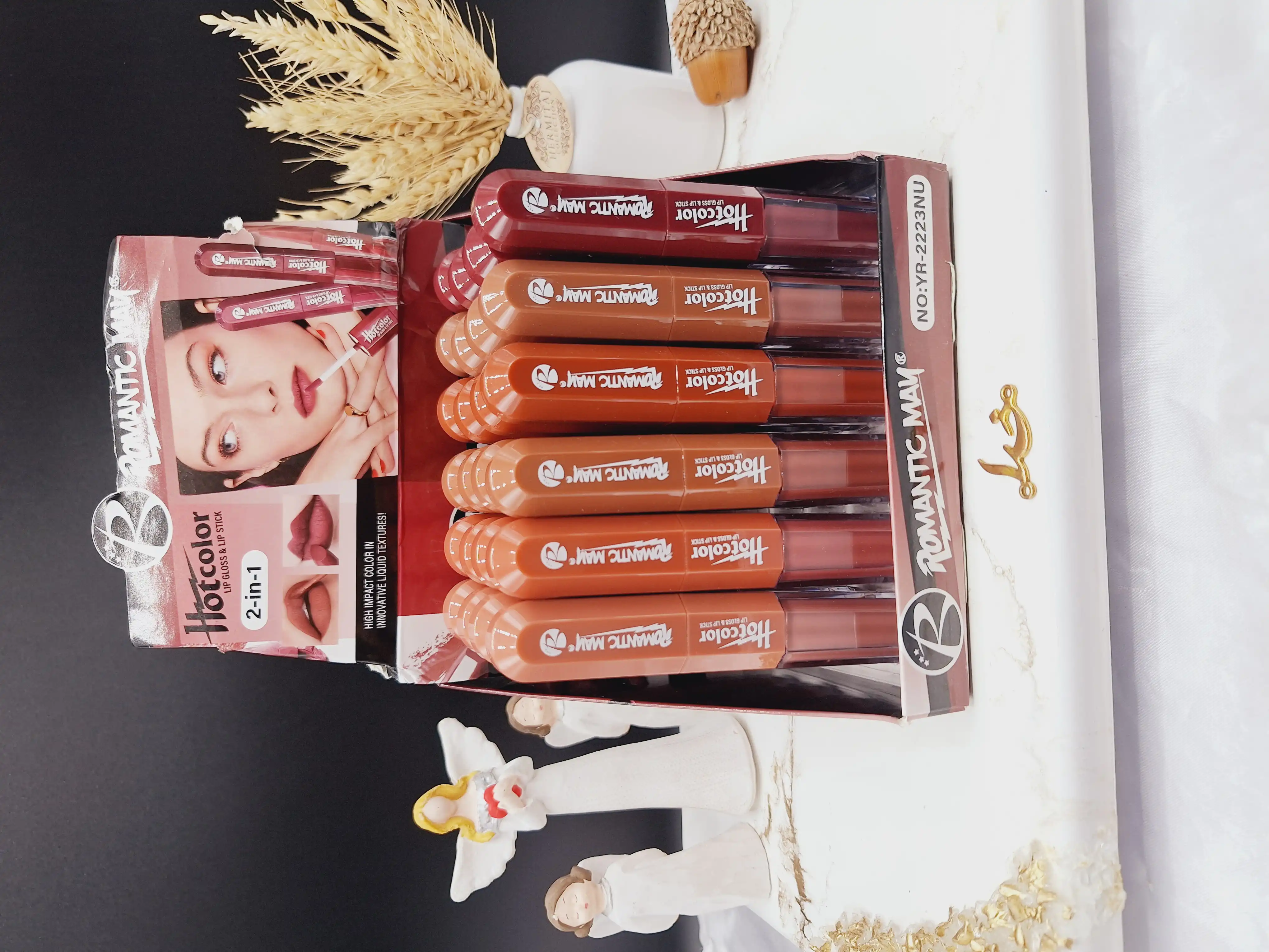 پک 6 تایی رژ جامد و مایع دو سر برند ROMANTIC MAY کد YR-2223