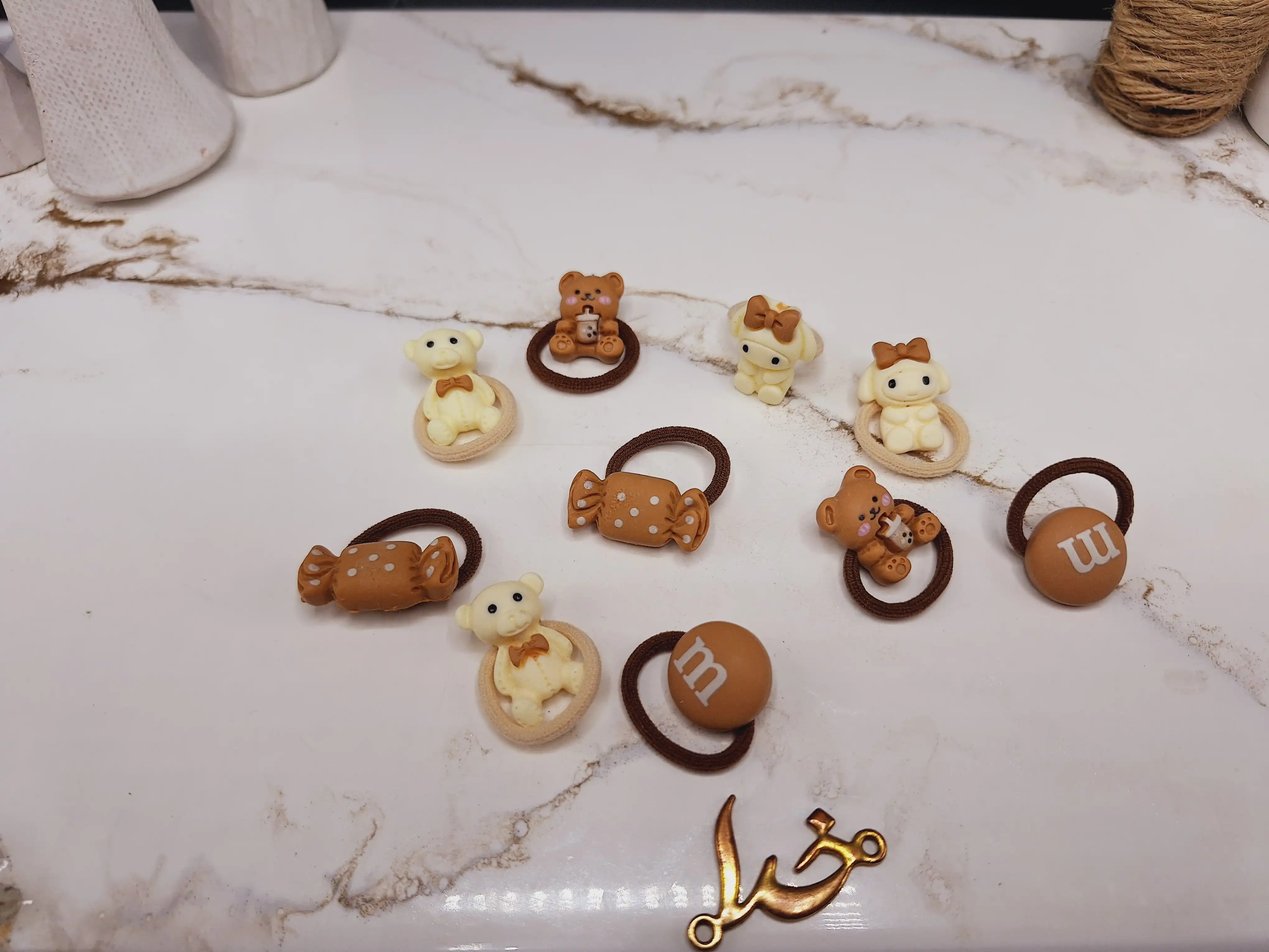 پک کش مو 10 عددی رنگ نود طرح خرس و شکلات