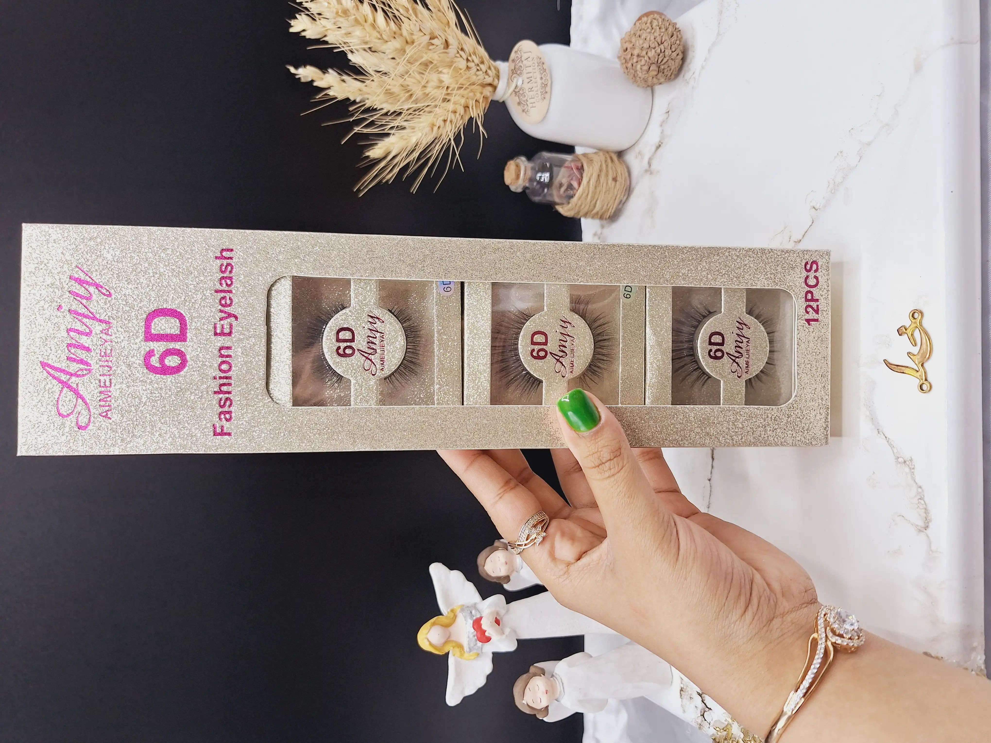 مژه مصنوعی 6 بعدی کارتن کرم برند Amjy کد JY_001